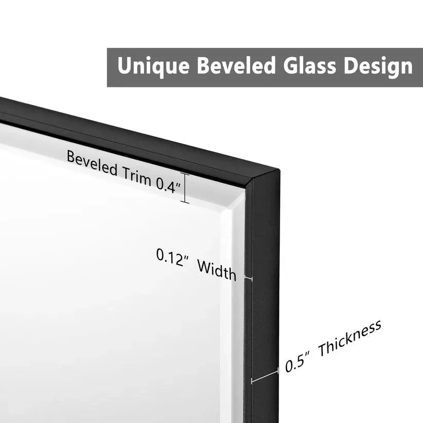 Reflections Sleek Modern Black Aluminum Framed Beveled Wall Mirror - Image 4