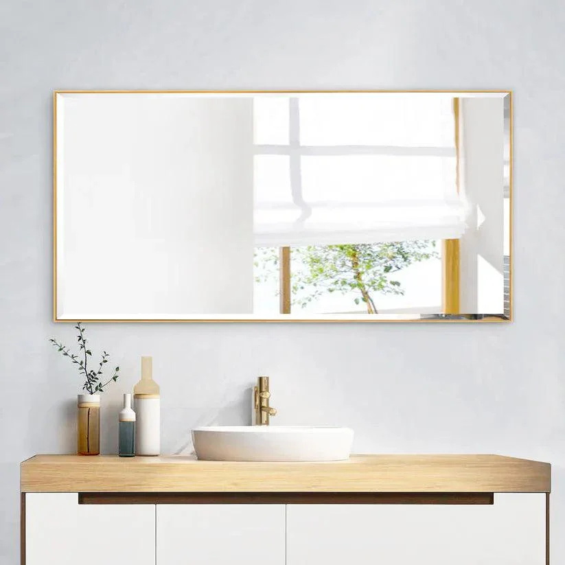 Reflections Sleek Modern Black Aluminum Framed Beveled Wall Mirror - Image 5