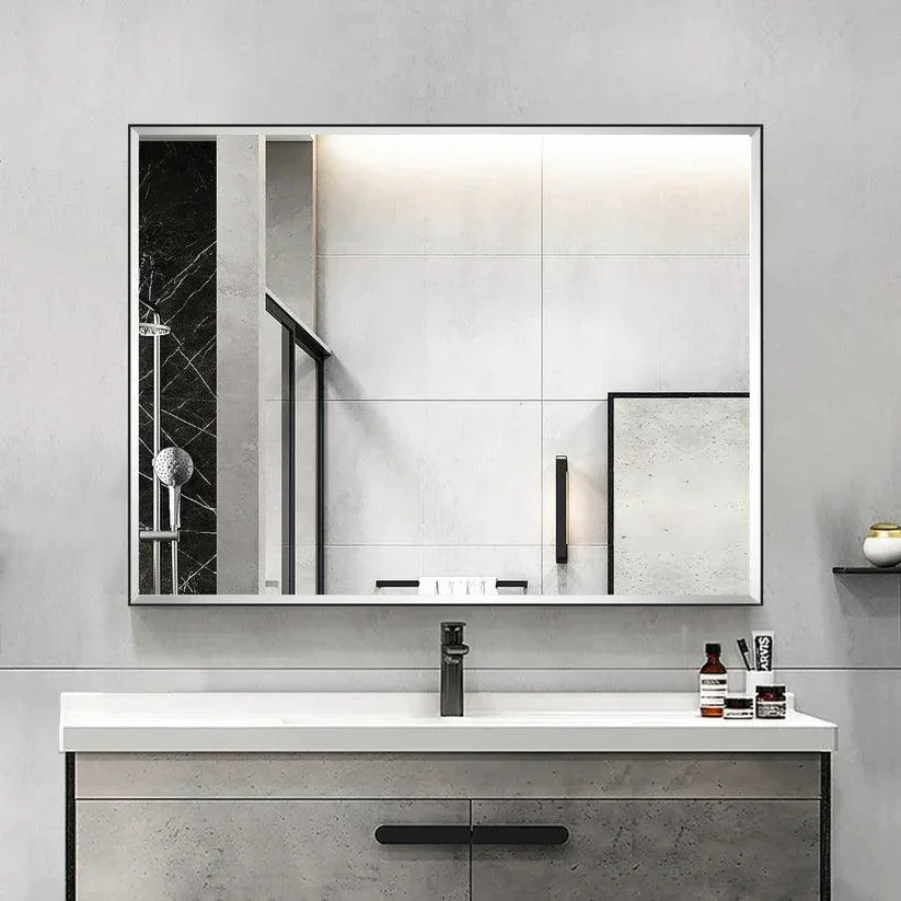Reflections Sleek Modern Black Aluminum Framed Beveled Wall Mirror - Image 6
