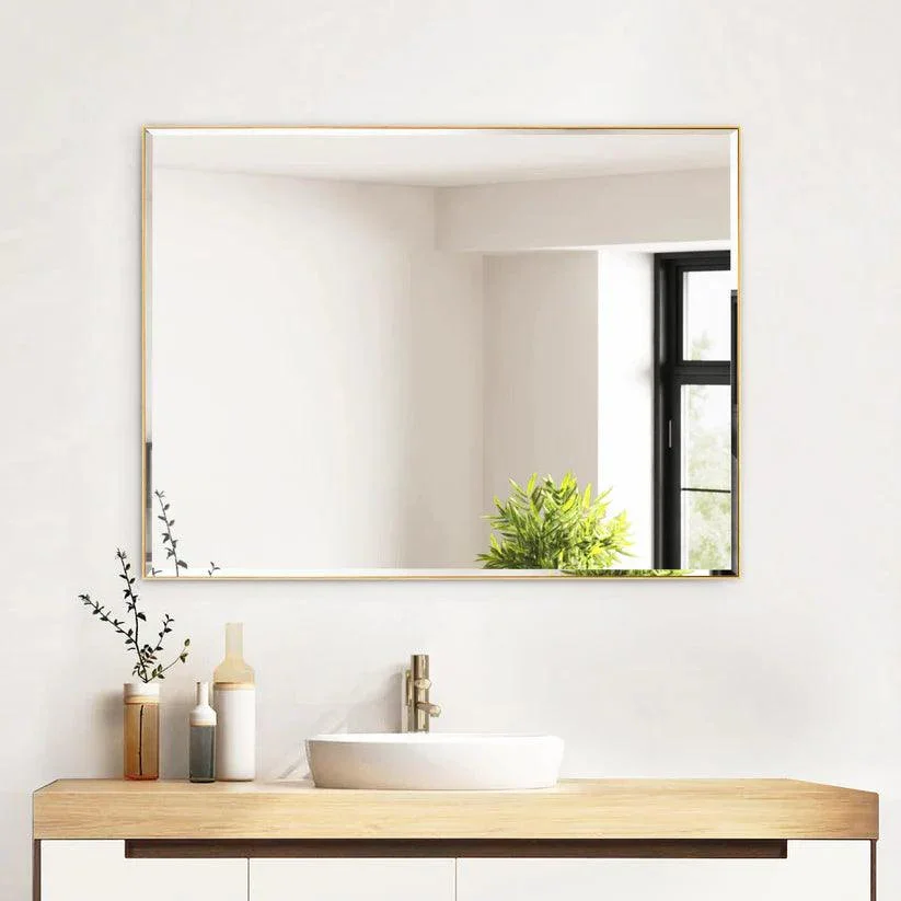Reflections Sleek Modern Black Aluminum Framed Beveled Wall Mirror - Image 7