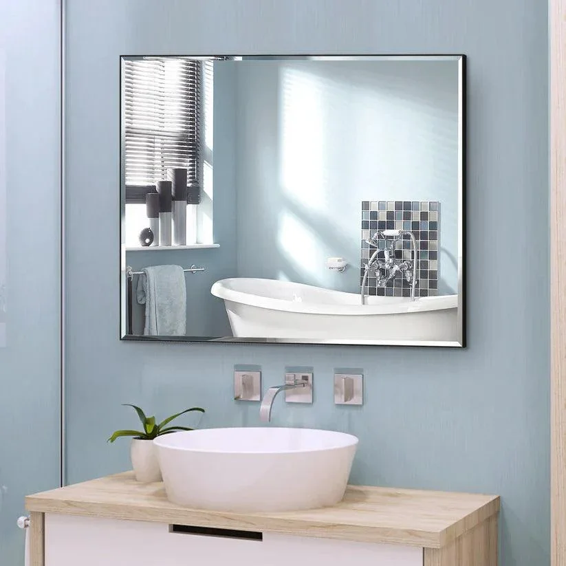 Reflections Sleek Modern Black Aluminum Framed Beveled Wall Mirror - Image 9
