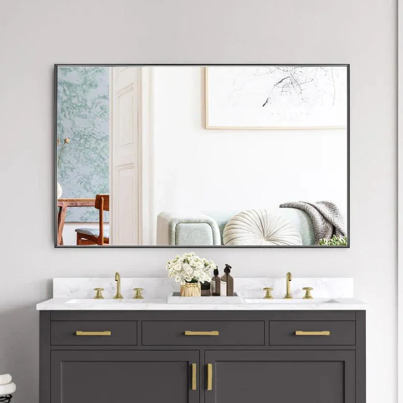 Reflections Sleek Modern Black Aluminum Framed Wall Mirror