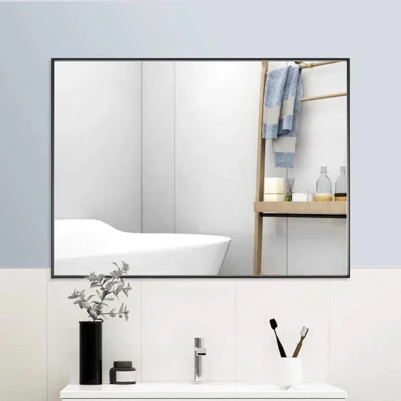 Reflections Sleek Modern Black Aluminum Framed Wall Mirror - Image 11