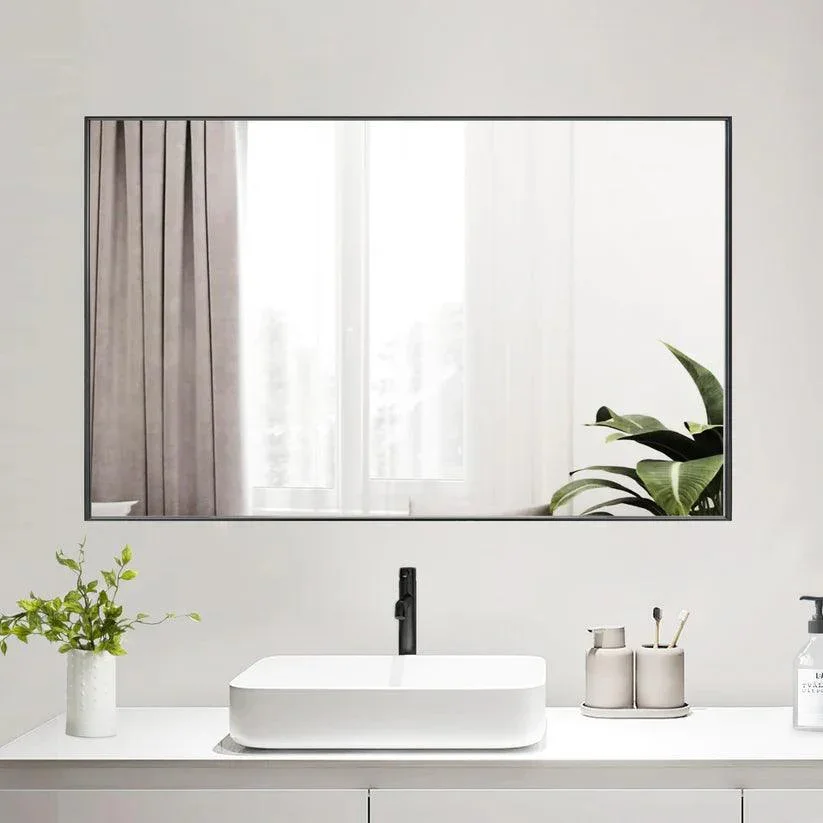 Reflections Sleek Modern Black Aluminum Framed Wall Mirror - Image 13