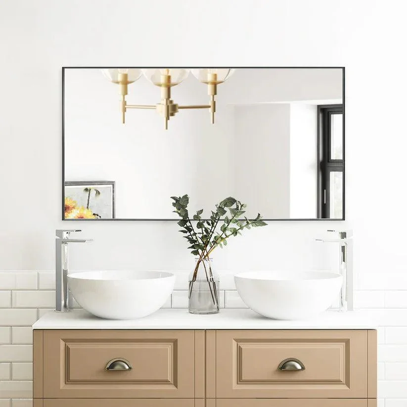 Reflections Sleek Modern Black Aluminum Framed Wall Mirror - Image 16