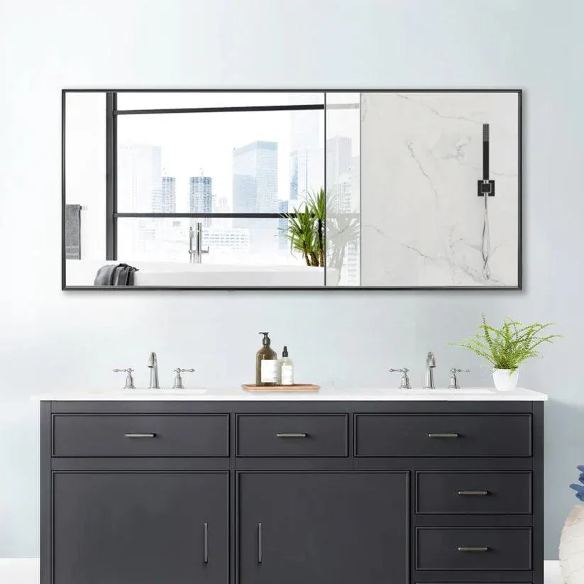 Reflections Sleek Modern Black Aluminum Framed Wall Mirror - Image 17
