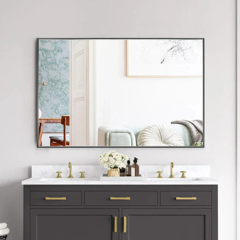 Reflections Sleek Modern Black Aluminum Framed Wall Mirror - Image 18