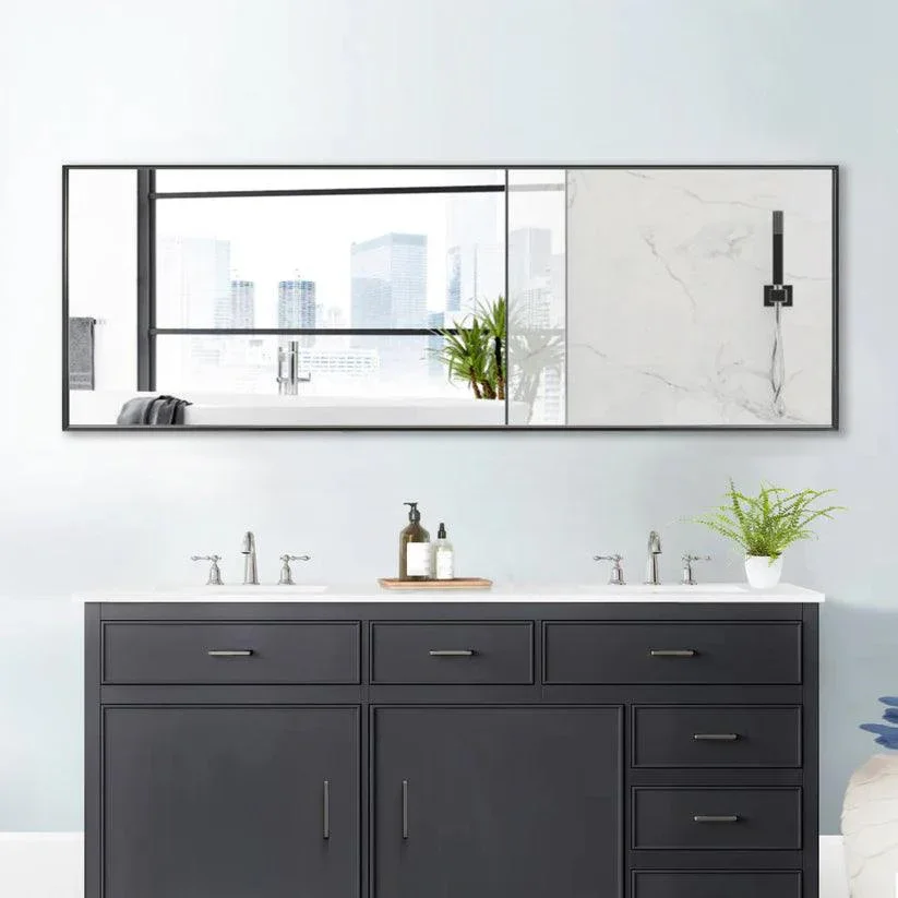 Reflections Sleek Modern Black Aluminum Framed Wall Mirror - Image 19