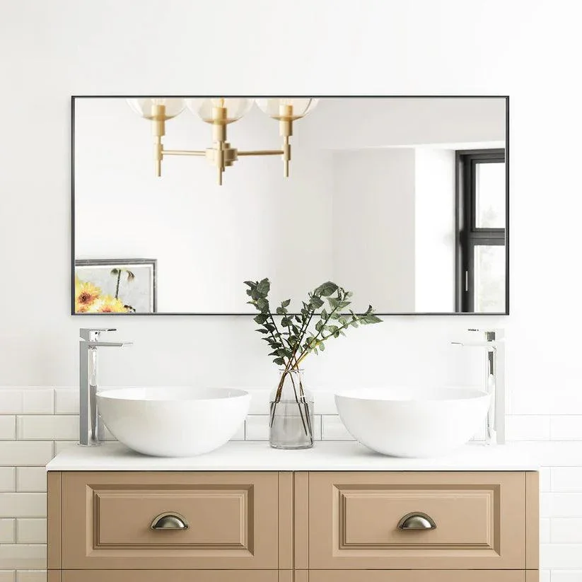 Reflections Sleek Modern Black Aluminum Framed Wall Mirror - Image 20