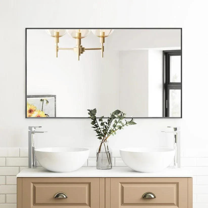 Reflections Sleek Modern Black Aluminum Framed Wall Mirror - Image 21