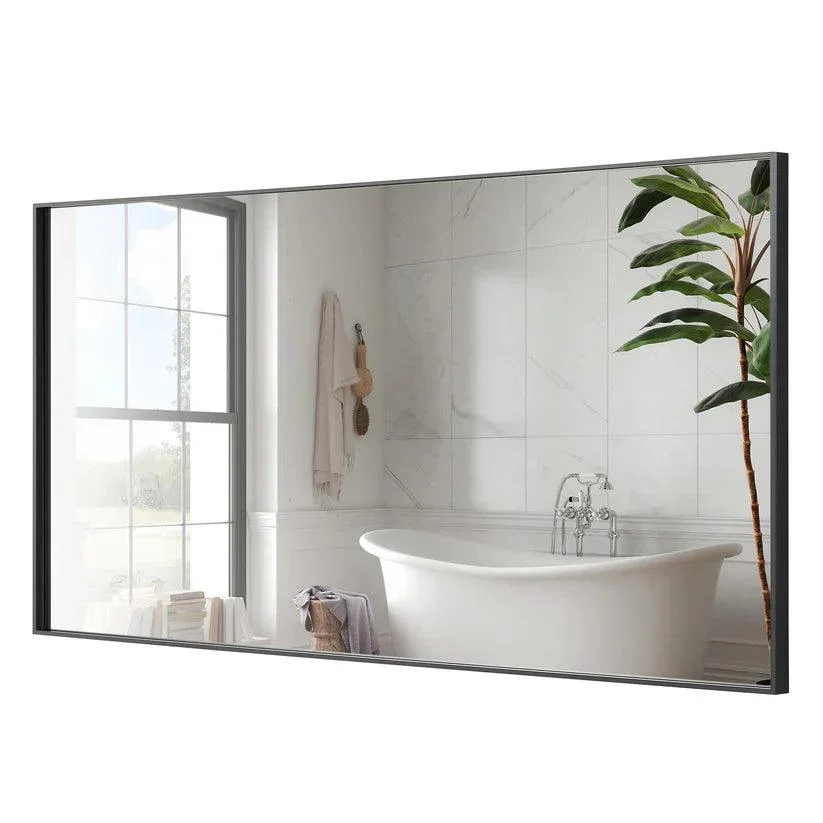 Reflections Sleek Modern Black Aluminum Framed Wall Mirror - Image 29
