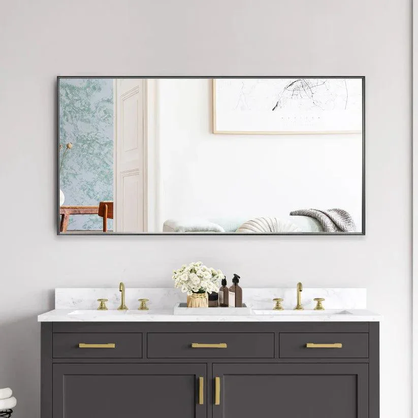 Reflections Sleek Modern Black Aluminum Framed Wall Mirror - Image 32