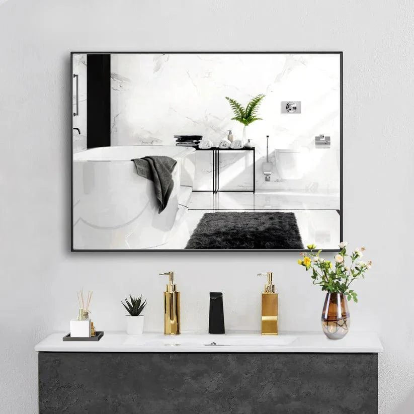Reflections Sleek Modern Black Aluminum Framed Wall Mirror - Image 34