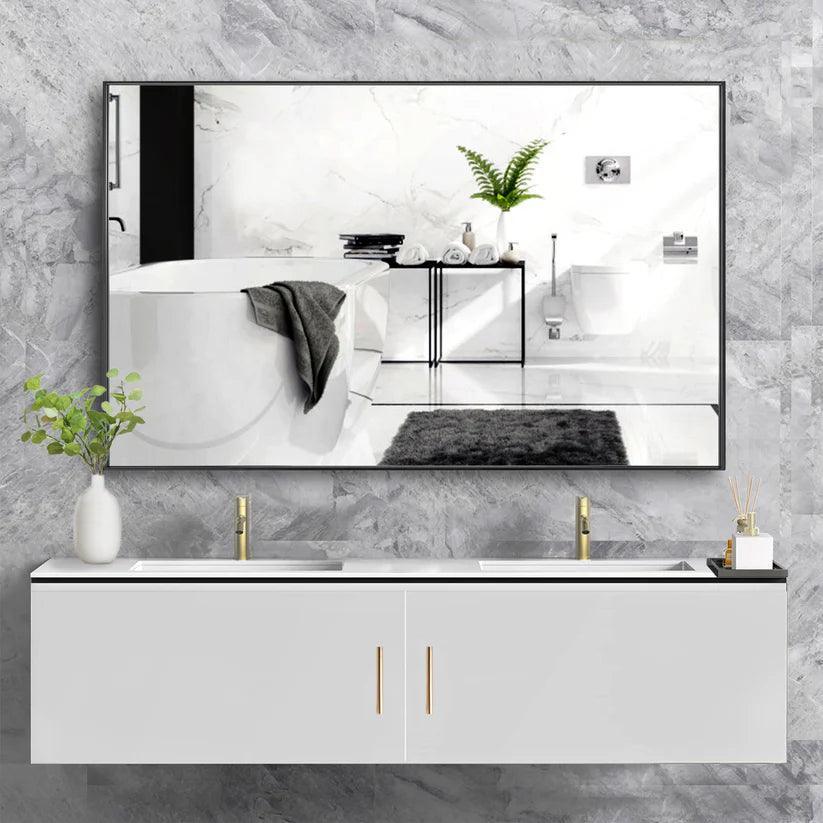 Reflections Sleek Modern Black Aluminum Framed Wall Mirror - Image 36