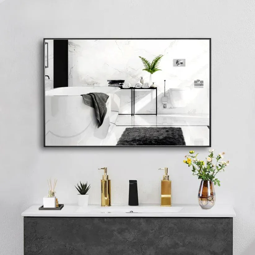 Reflections Sleek Modern Black Aluminum Framed Wall Mirror - Image 4