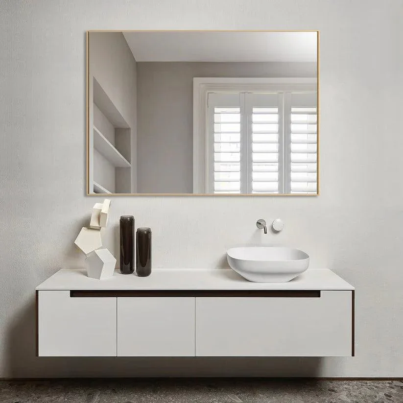Reflections Sleek Modern Black Aluminum Framed Wall Mirror - Image 60