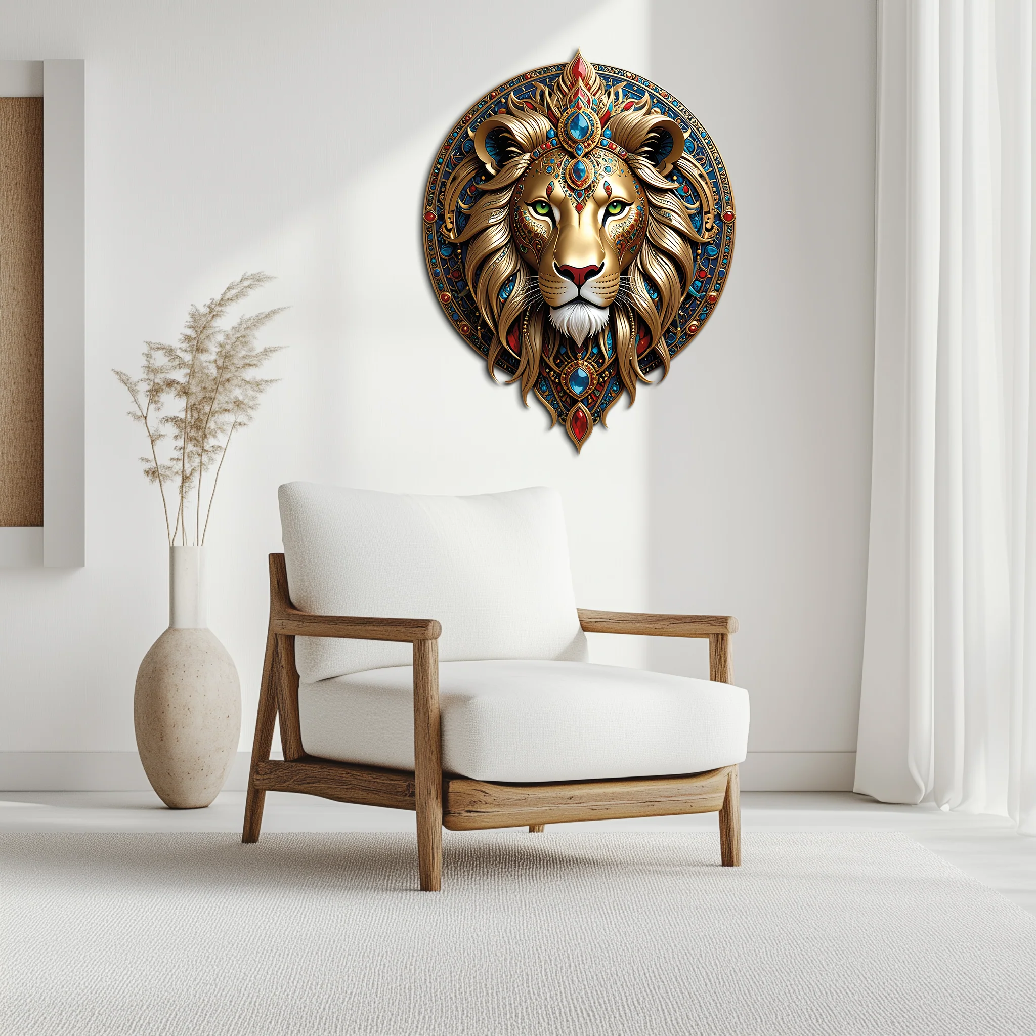 Regal Lion Mandala Wall Art – Royal Jungle Vibes Decor-KAFUVM026 - Image 4