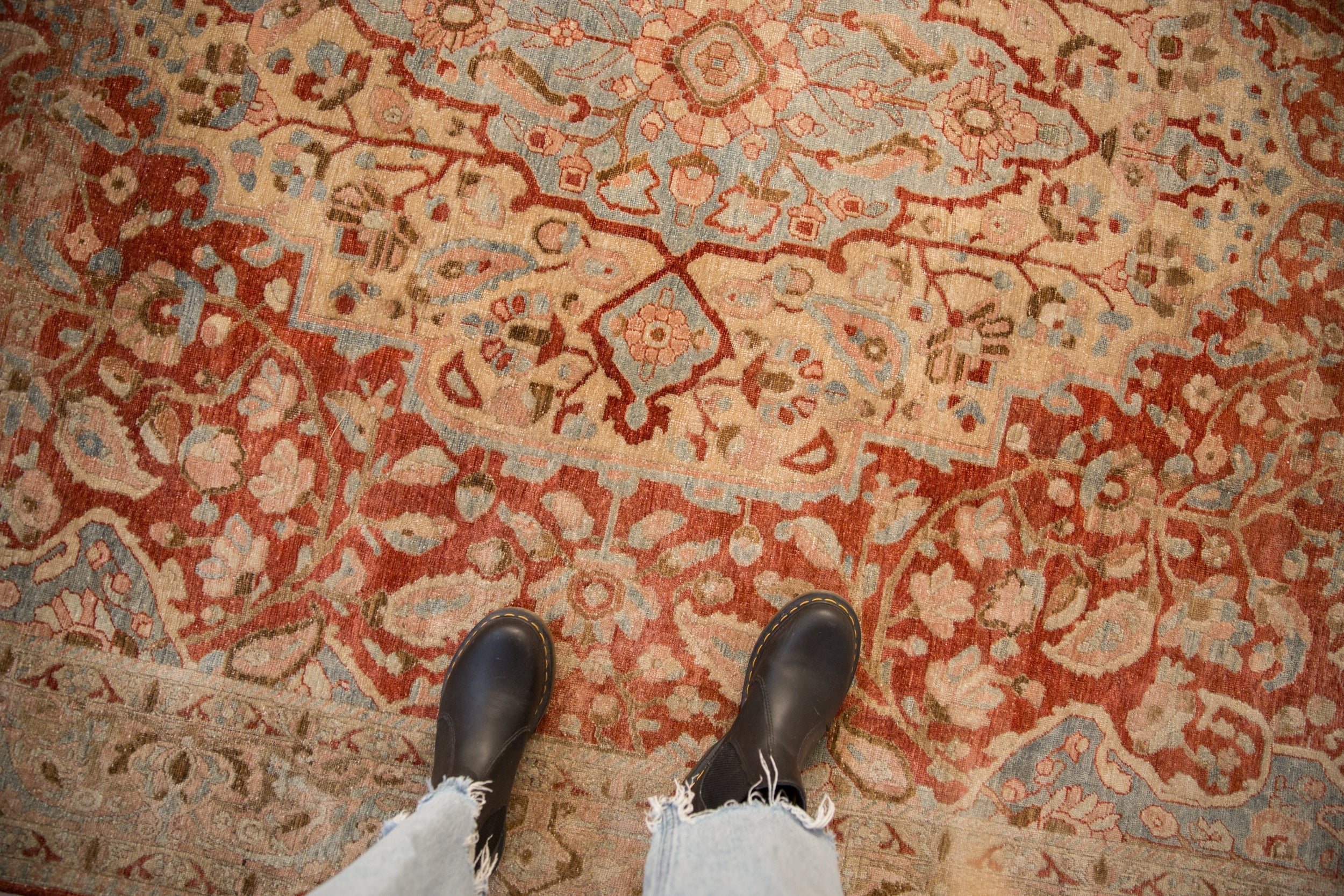 6.5x10.5 Vintage Distressed Tabriz Carpet - Image 2