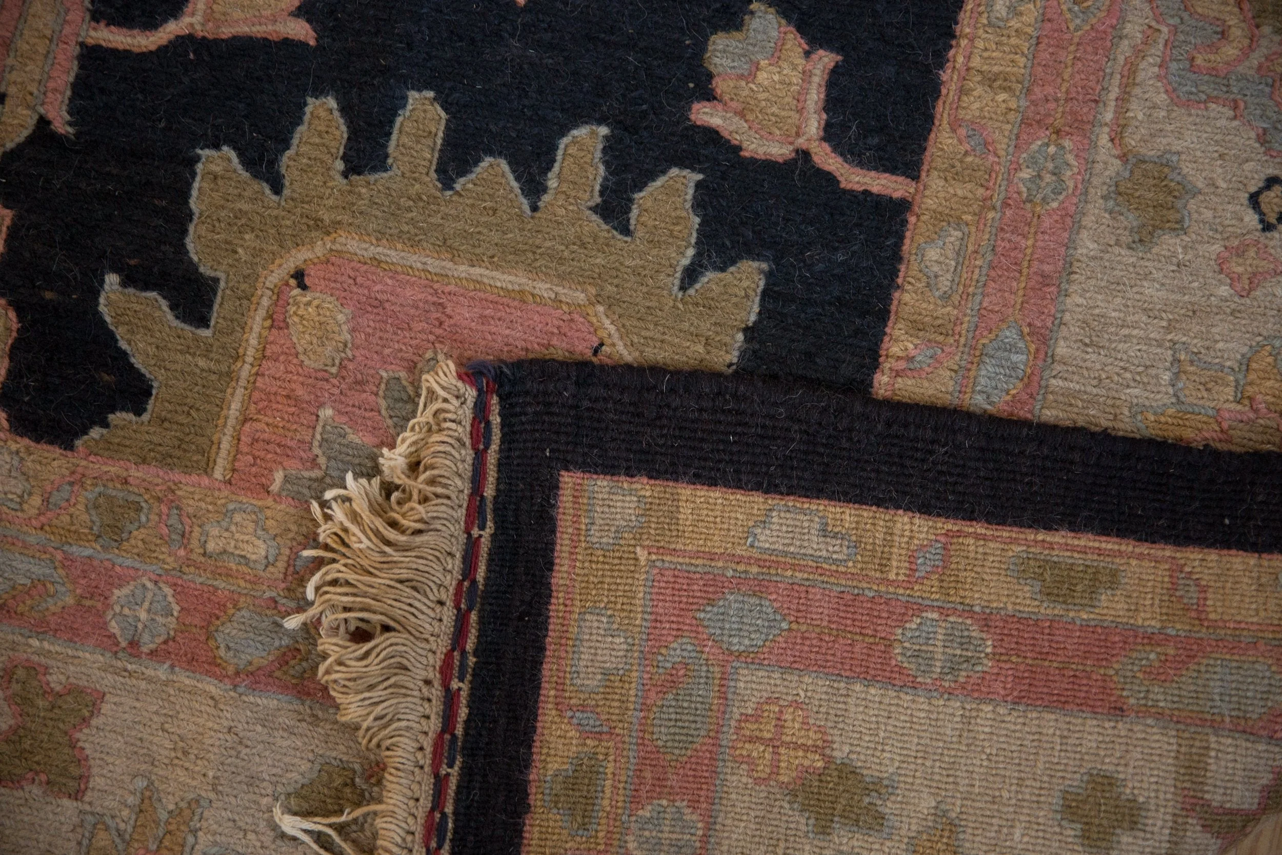 9x12 Vintage Tea Washed Indian Sultanabad Soumac Design Carpet - Image 10