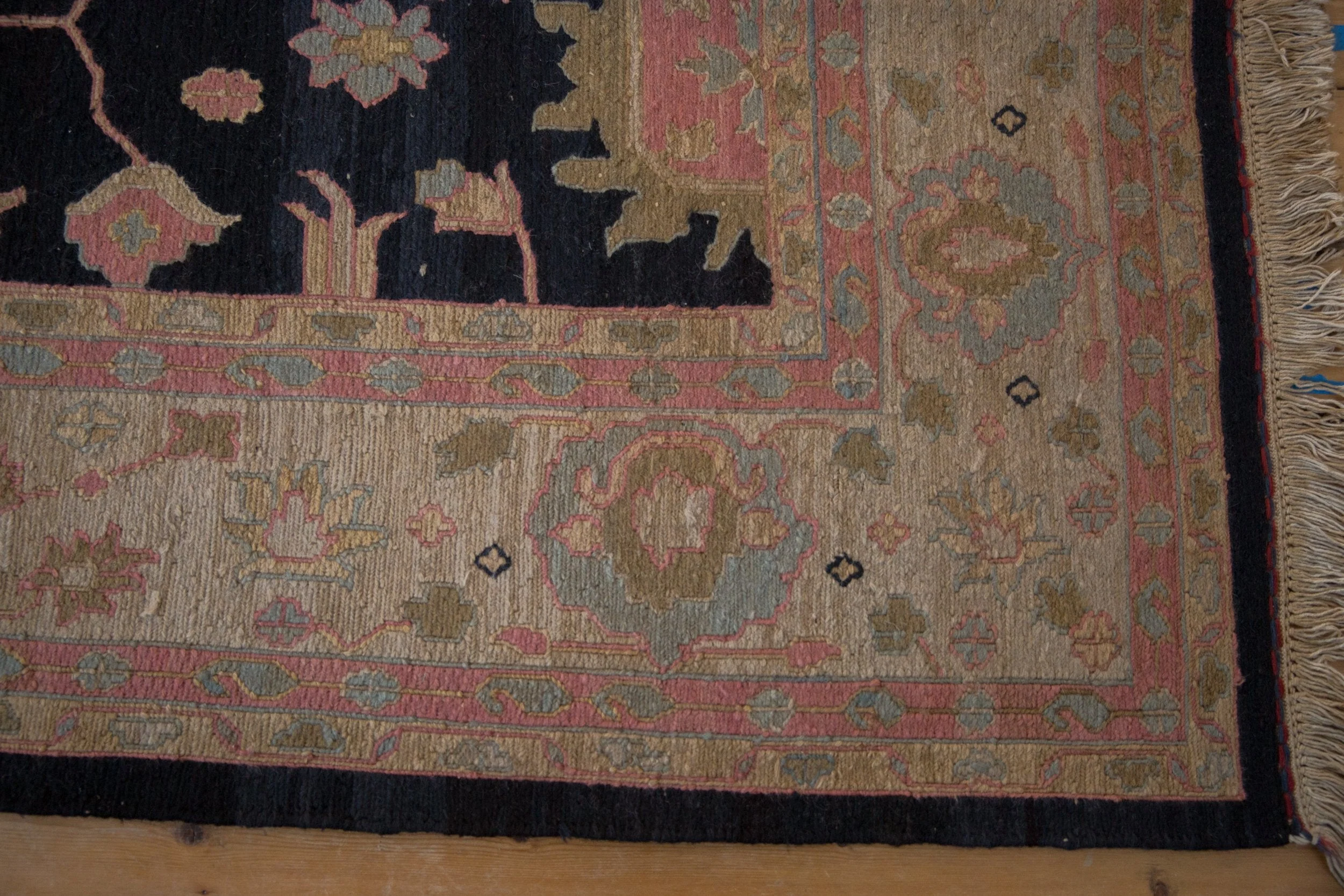 9x12 Vintage Tea Washed Indian Sultanabad Soumac Design Carpet - Image 3