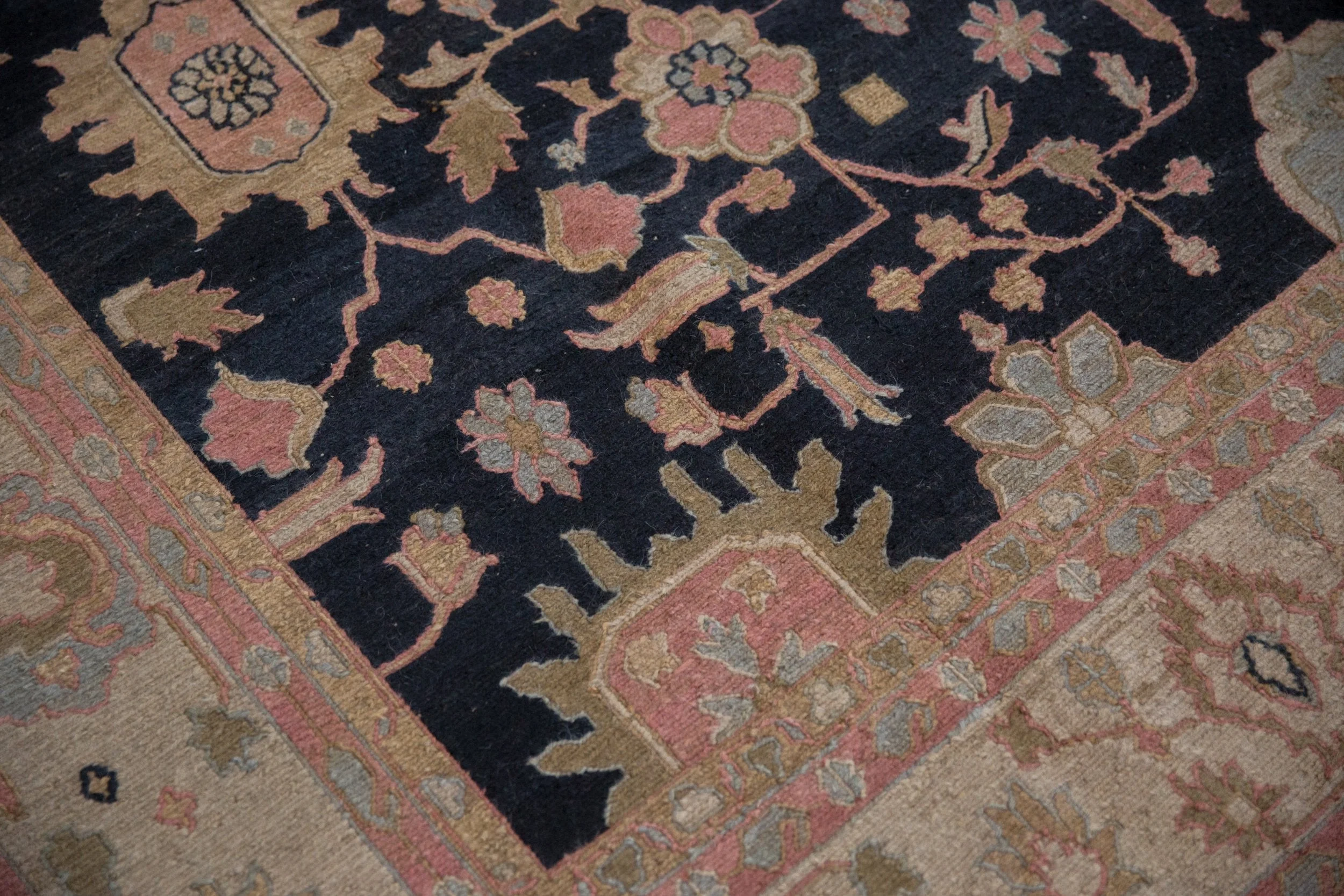 9x12 Vintage Tea Washed Indian Sultanabad Soumac Design Carpet - Image 8