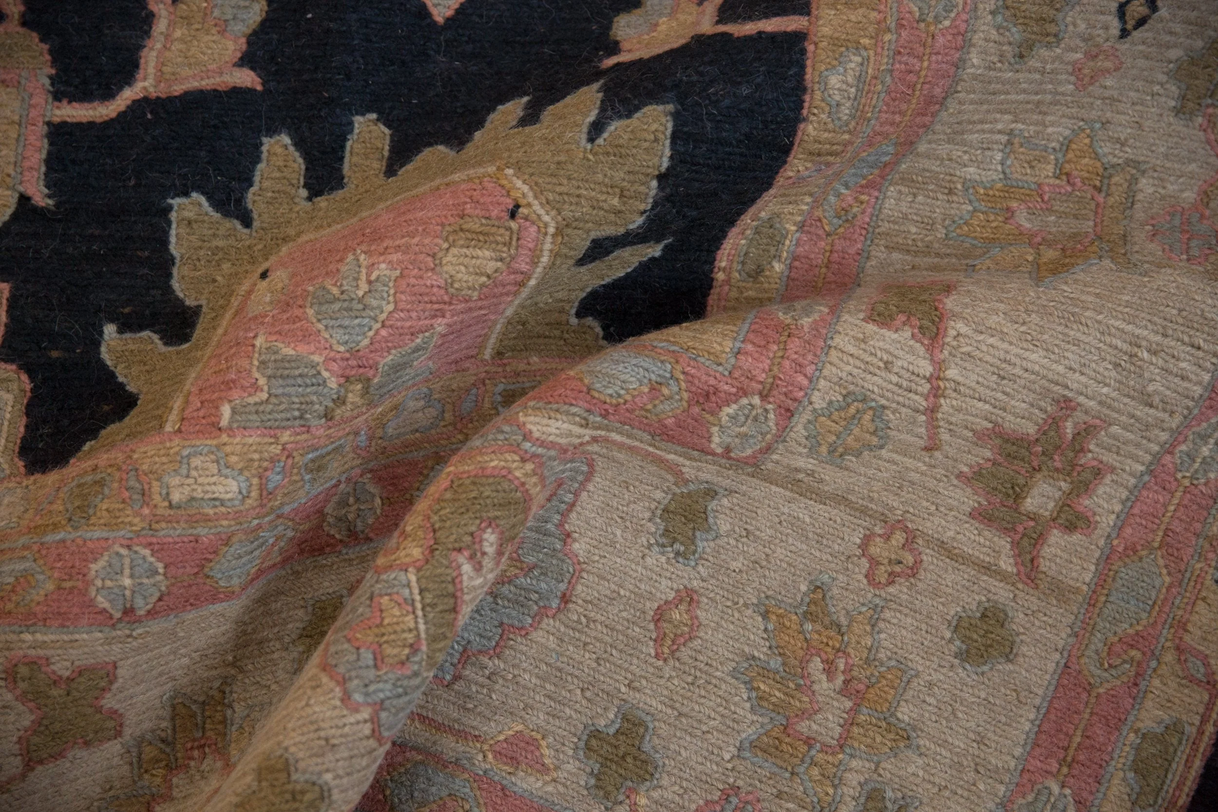 9x12 Vintage Tea Washed Indian Sultanabad Soumac Design Carpet - Image 9