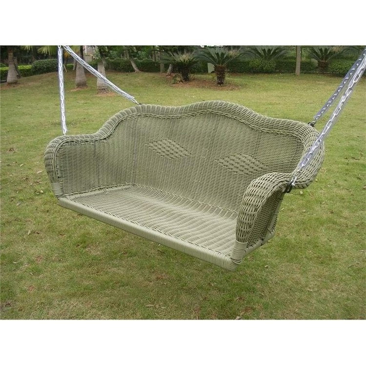 Resin Wicker Porch Swing with 4-ft Hanging Chain in Moss - Image 2