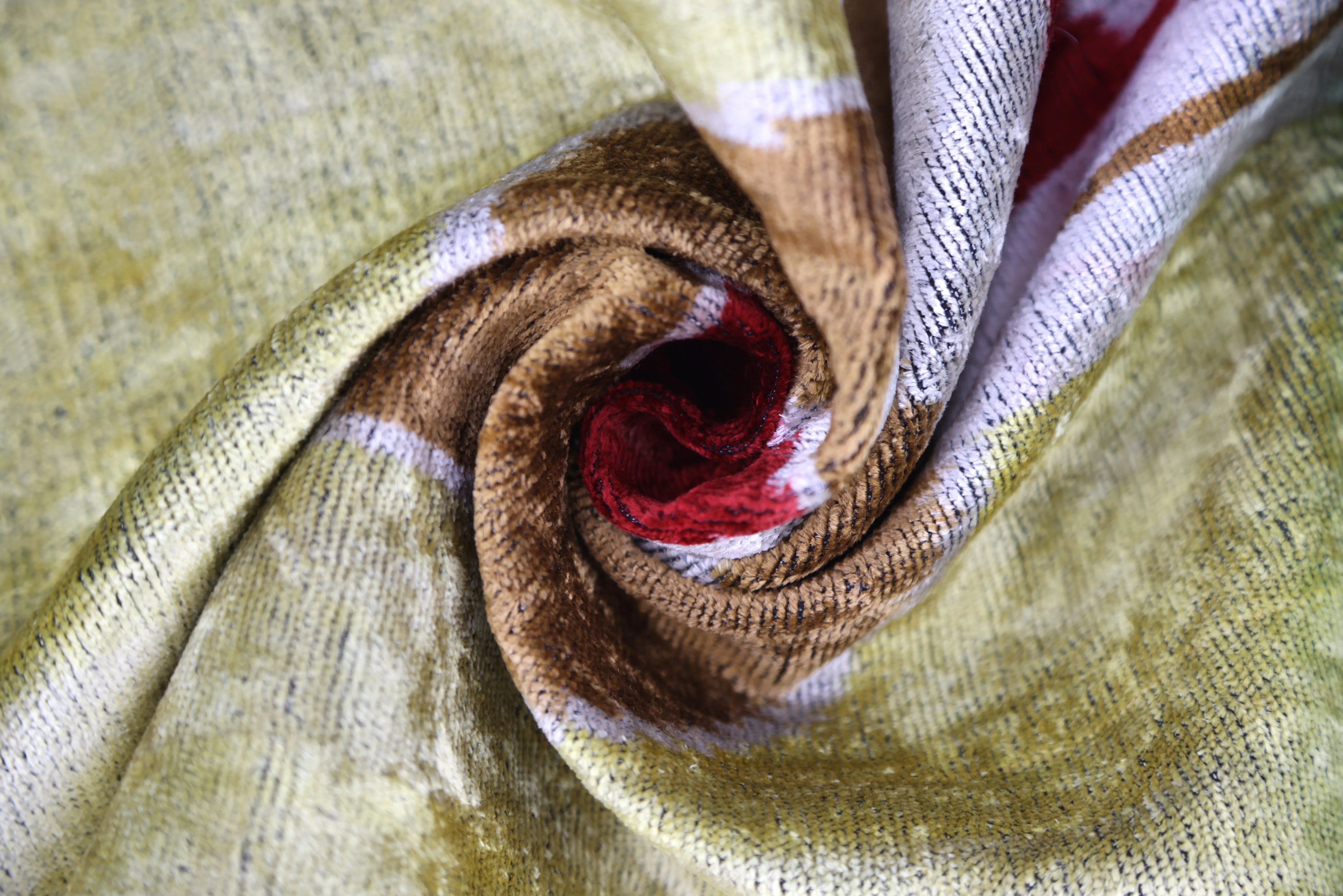 Retro Circle Silk Velvet Pillow 16x24 – Gold, Red & Maroon Luxe - Image 2