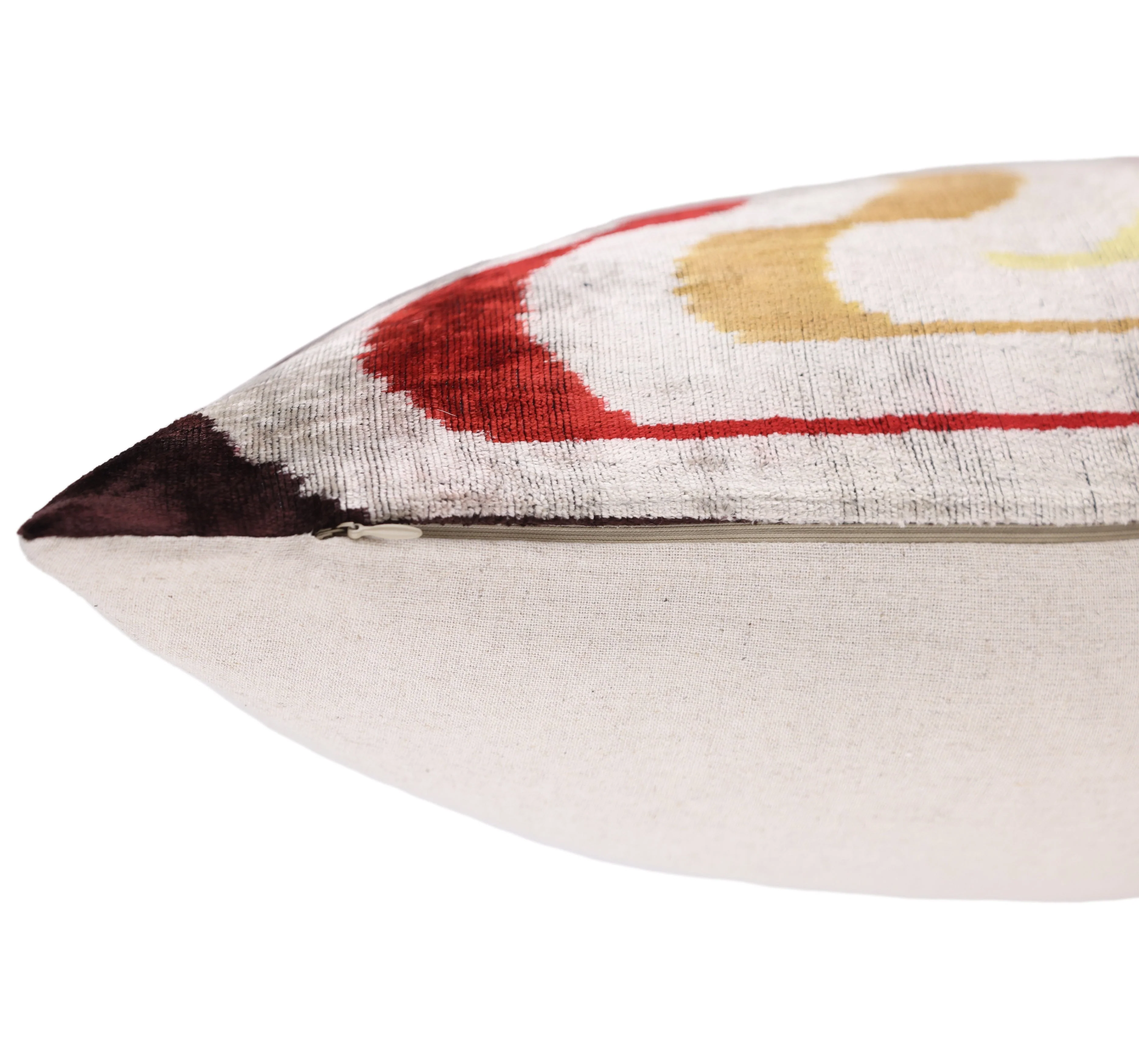Retro Circle Silk Velvet Pillow 16x24 – Gold, Red & Maroon Luxe - Image 6
