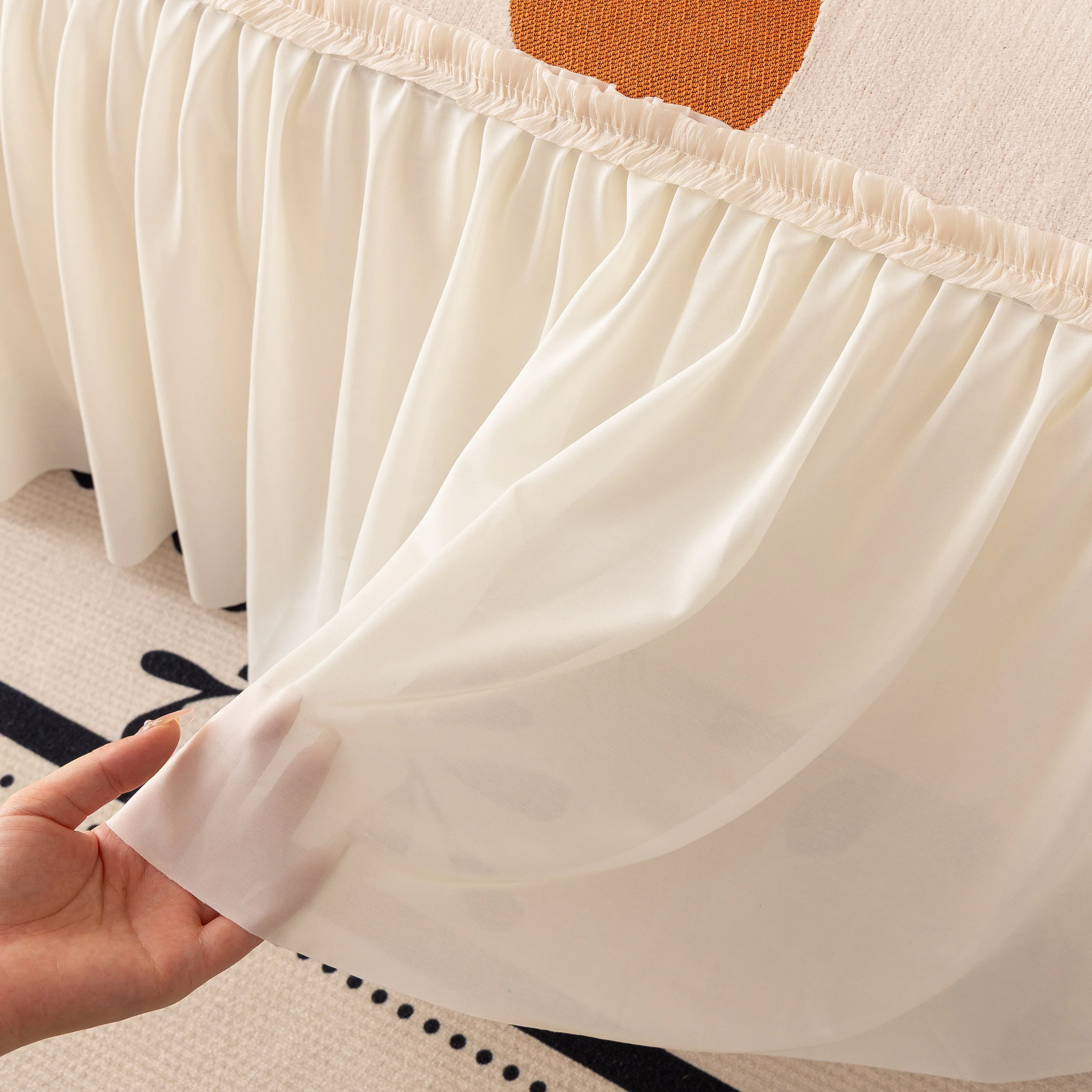Retro Floral Sofa Cover with Sheer Ruffle Skirt, Decorative Sofa Protector Cover - Image 15