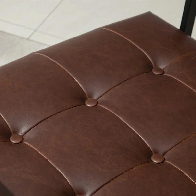 Retro Tufted Faux Leather Metal Frame Accent Chair - Brown - Image 4