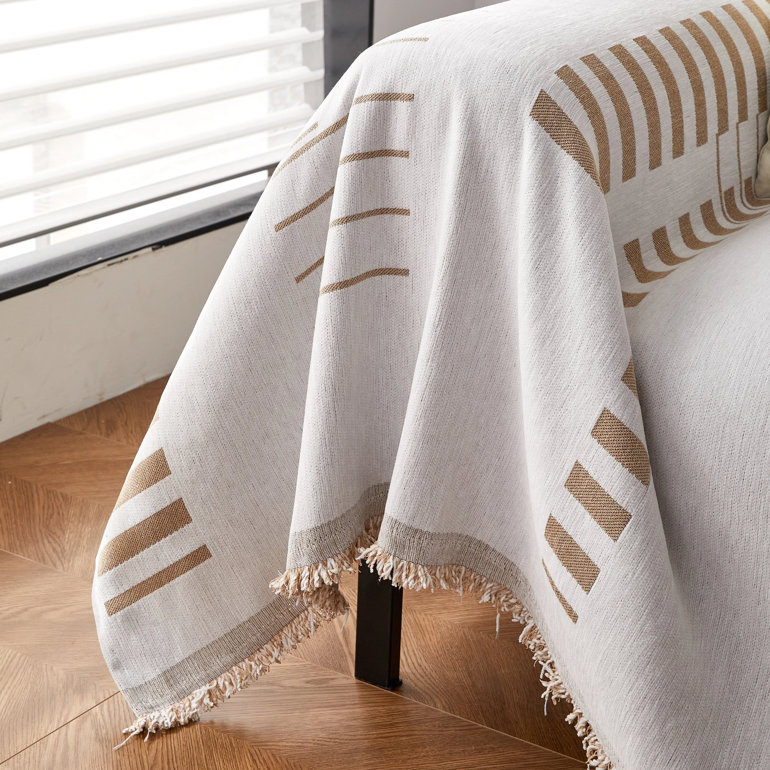 Reversible Chenille Couch Cover Blanket with Tassel Large Boho Futon Cover L Shaped Sectional Cover - Image 18