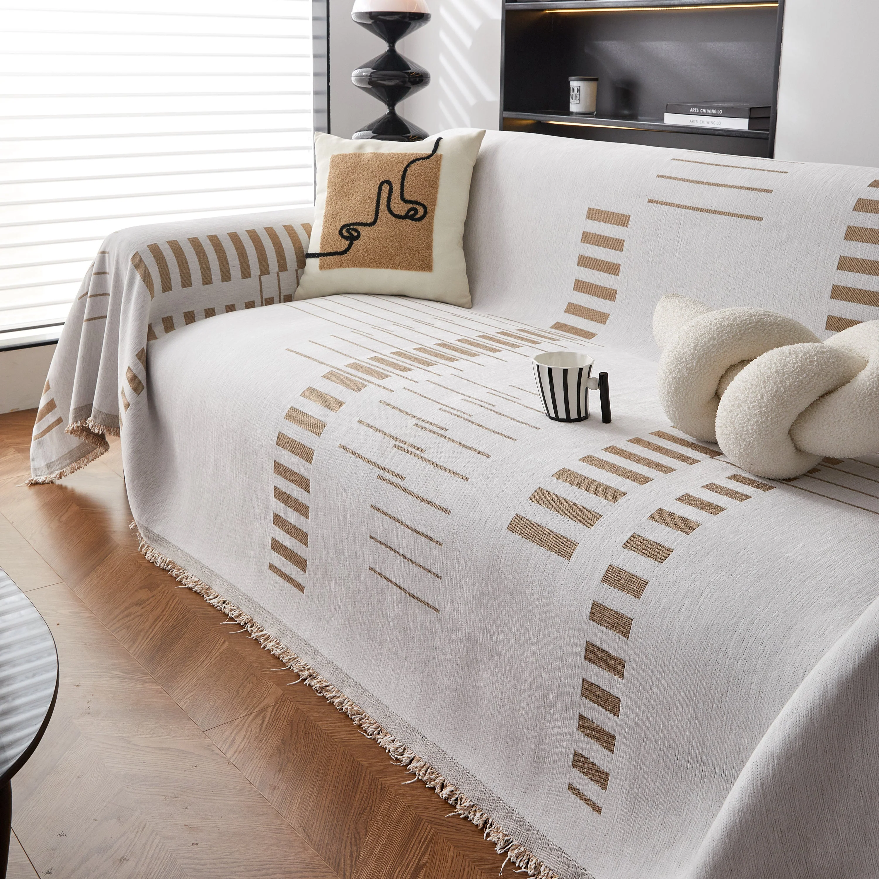 Reversible Chenille Couch Cover Blanket with Tassel Large Boho Futon Cover L Shaped Sectional Cover - Image 29
