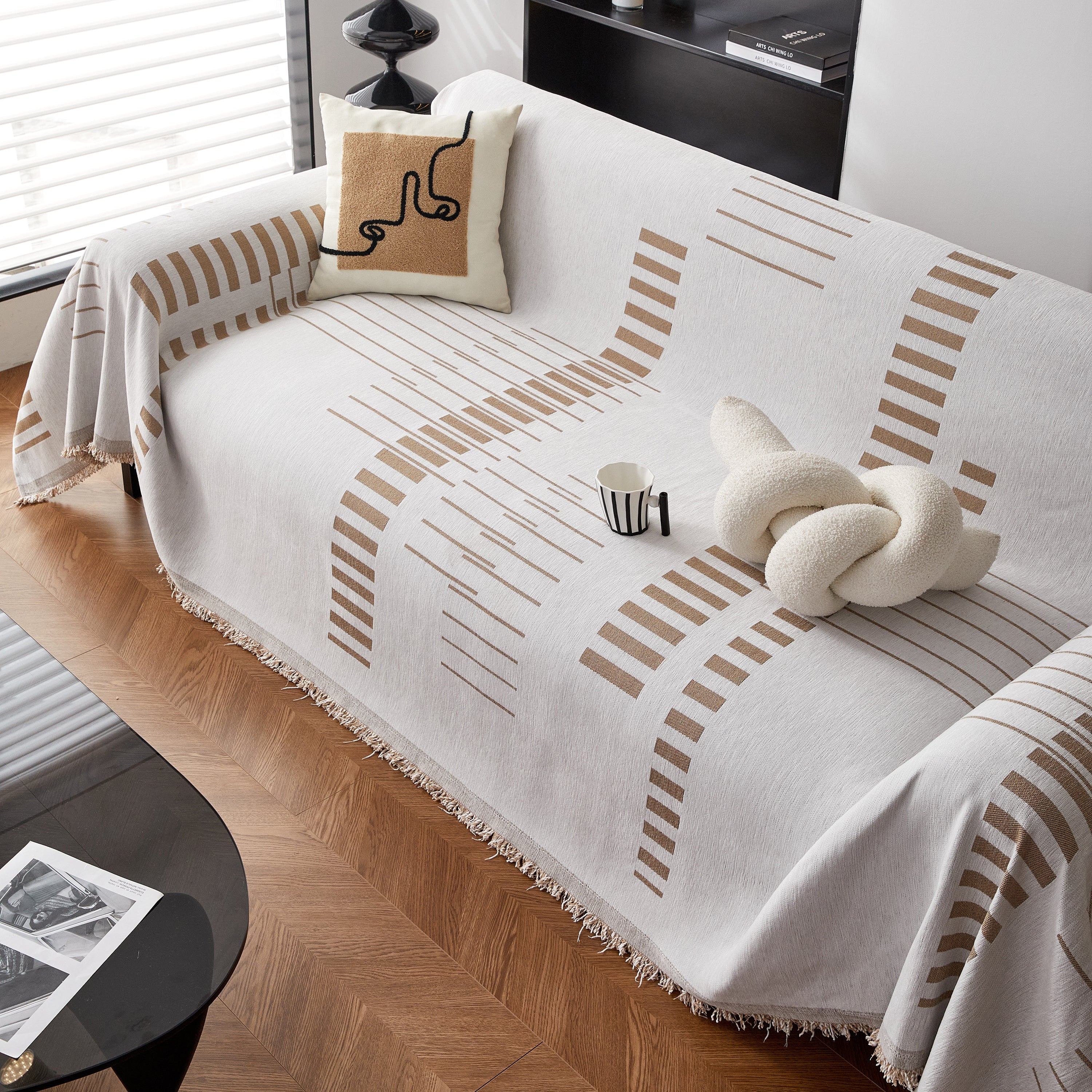 Reversible Chenille Couch Cover Blanket with Tassel Large Boho Futon Cover L Shaped Sectional Cover - Image 30
