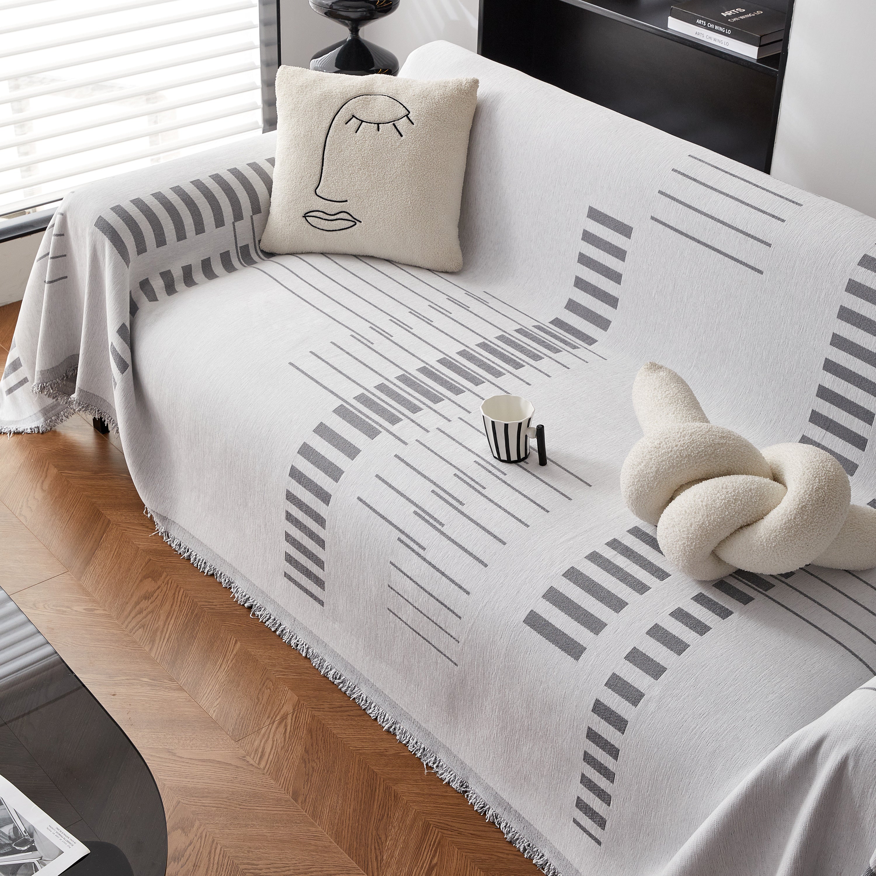 Reversible Chenille Couch Cover Blanket with Tassel Large Boho Futon Cover L Shaped Sectional Cover - Image 58