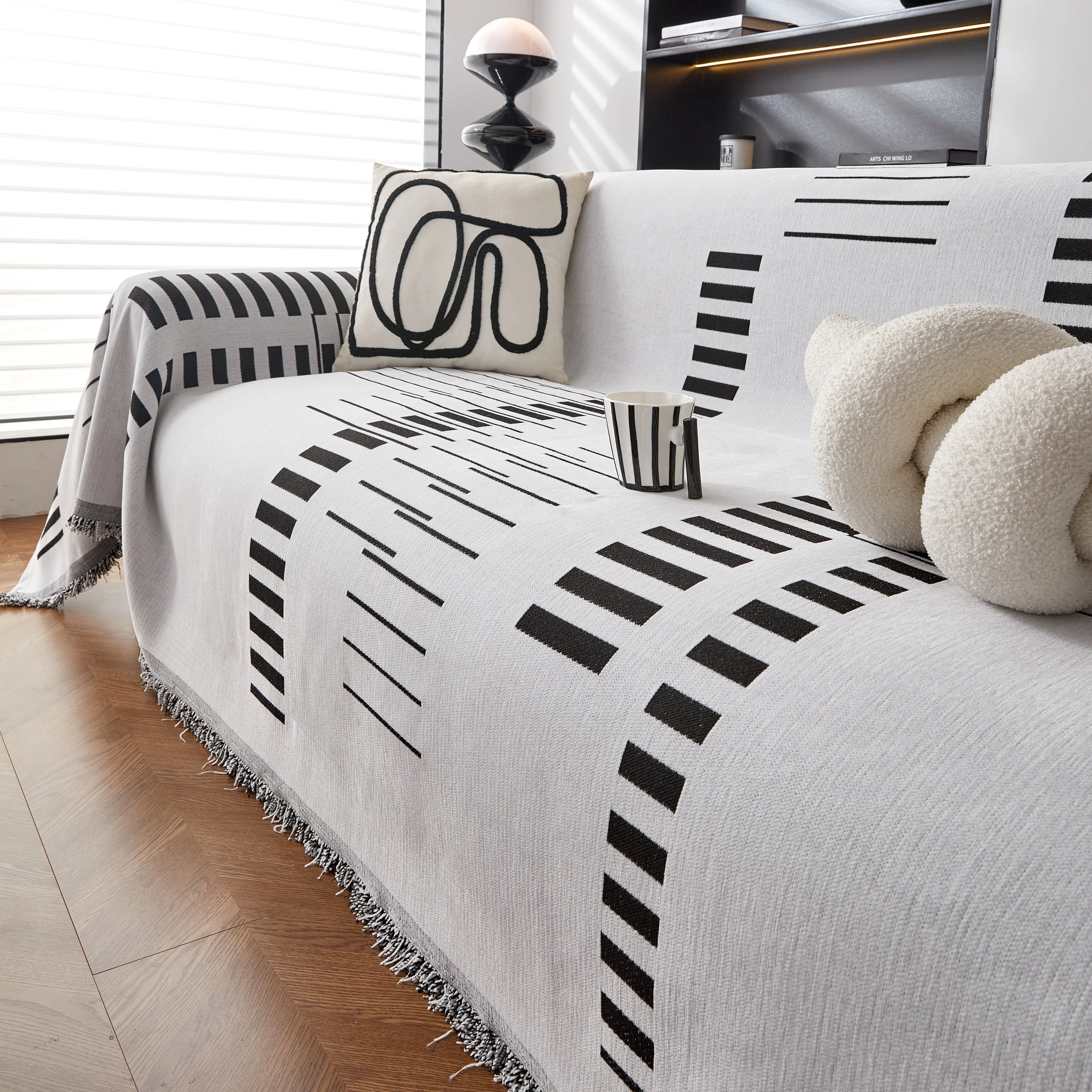 Reversible Chenille Couch Cover Blanket with Tassel Large Boho Futon Cover L Shaped Sectional Cover - Image 76