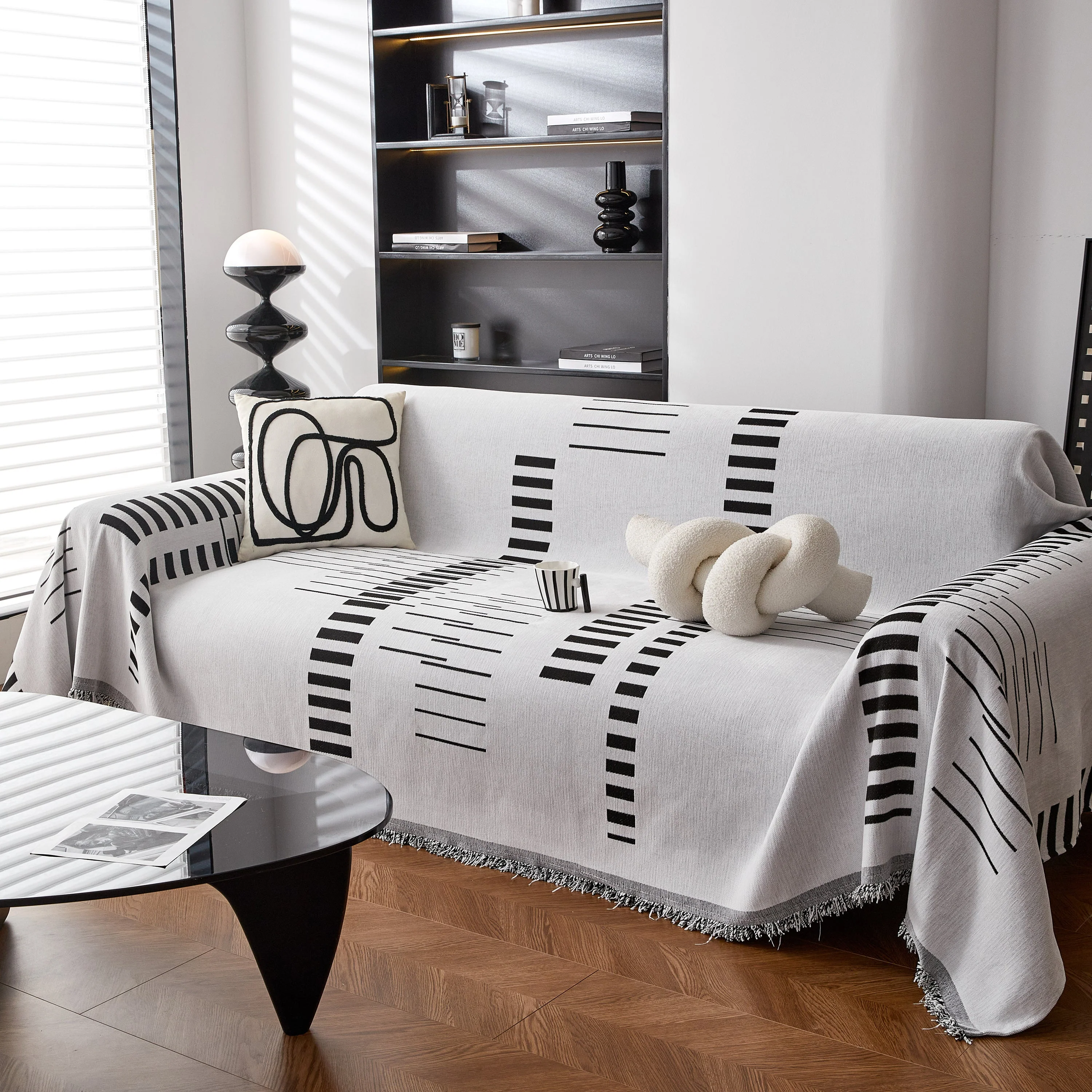 Reversible Chenille Couch Cover Blanket with Tassel Large Boho Futon Cover L Shaped Sectional Cover - Image 89