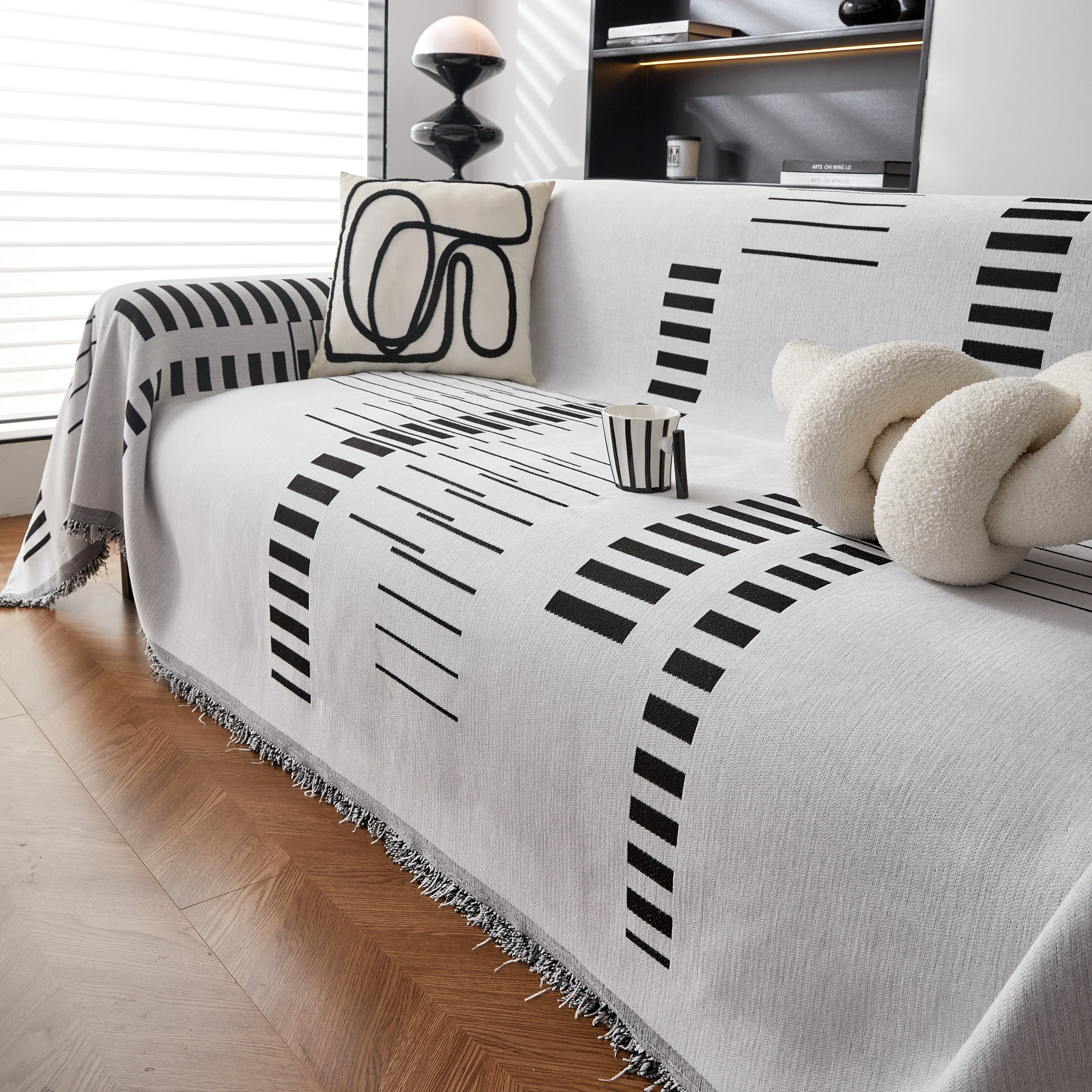 Reversible Chenille Couch Cover Blanket with Tassel Large Boho Futon Cover L Shaped Sectional Cover - Image 91