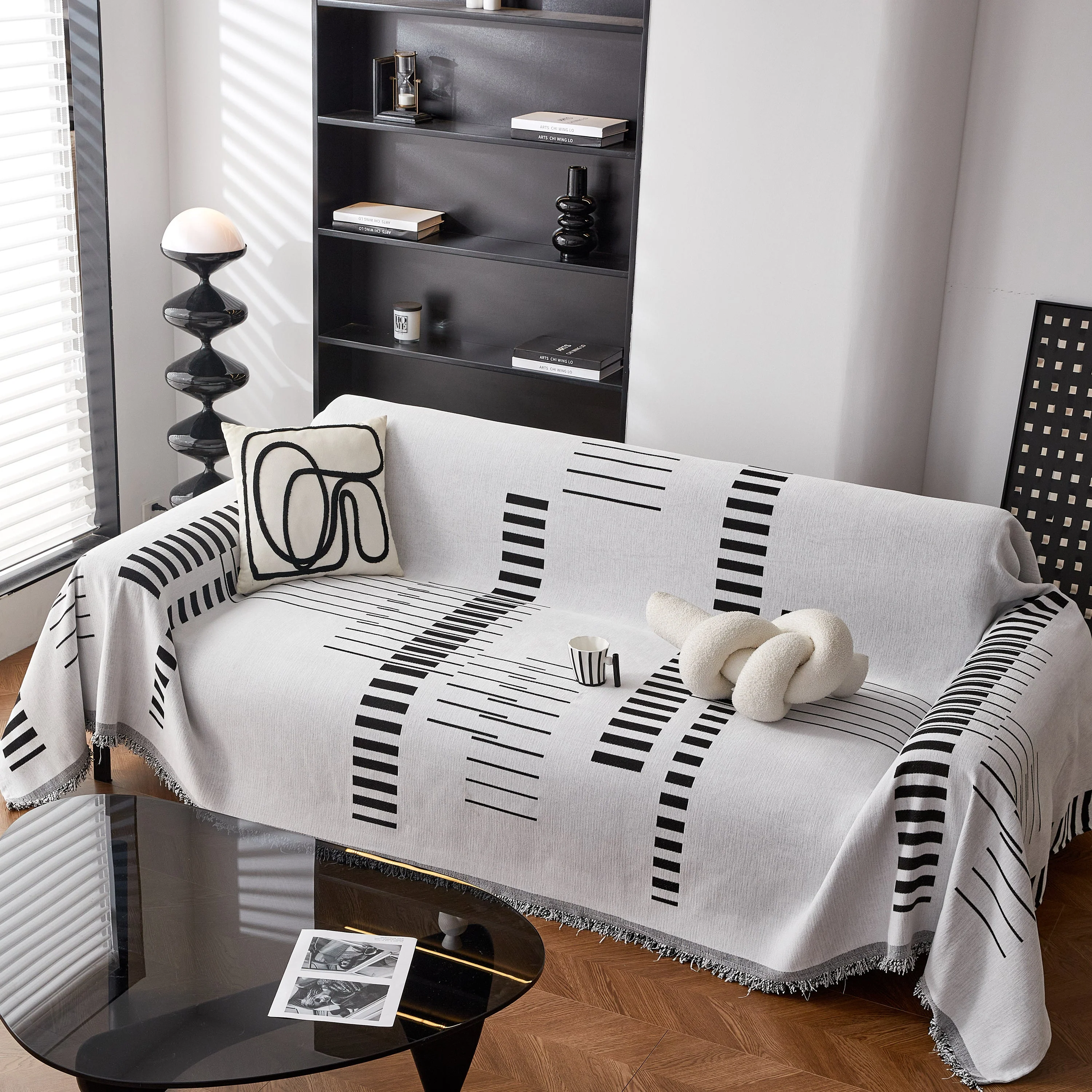 Reversible Chenille Couch Cover Blanket with Tassel Large Boho Futon Cover L Shaped Sectional Cover - Image 93