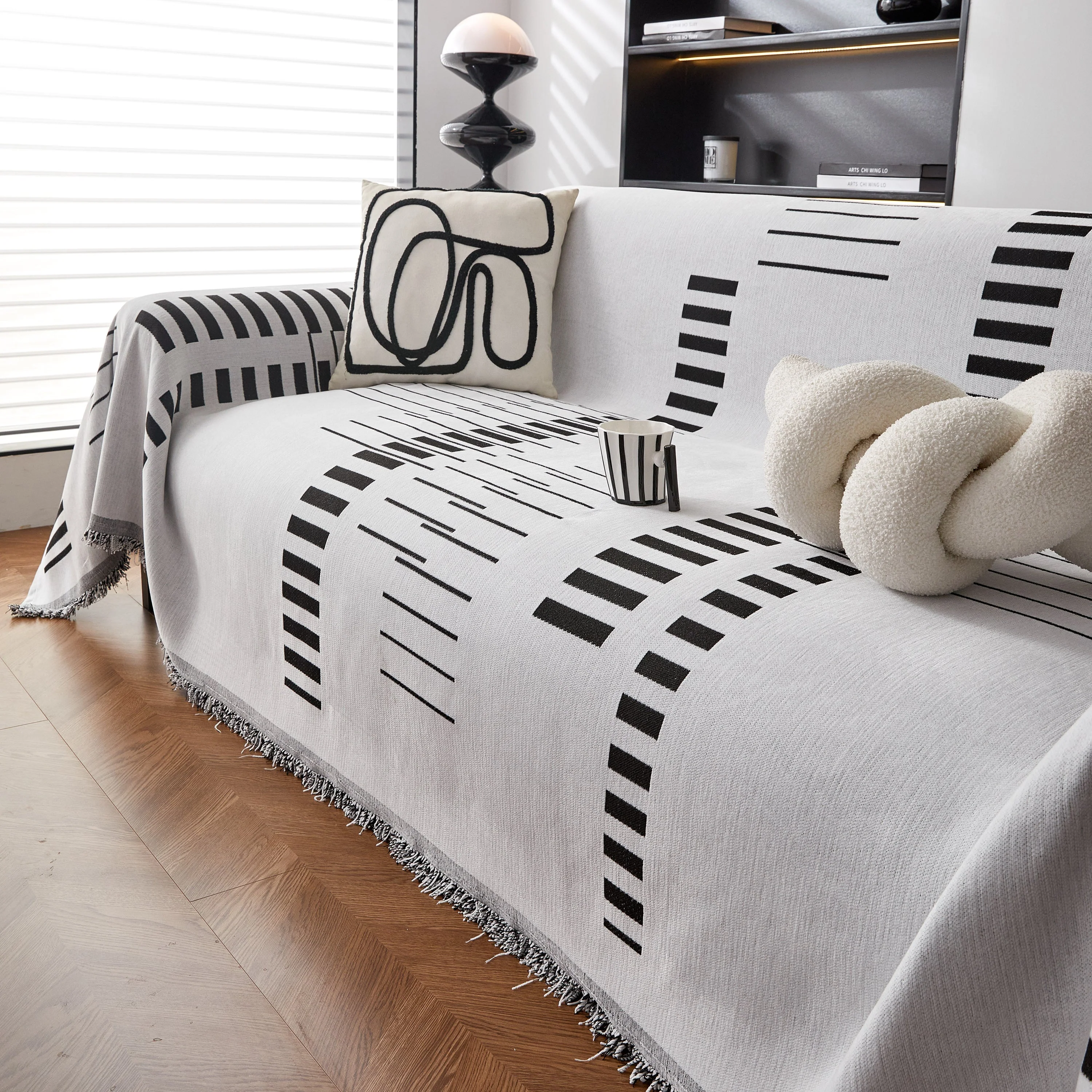 Reversible Chenille Couch Cover Blanket with Tassel Large Boho Futon Cover L Shaped Sectional Cover - Image 95