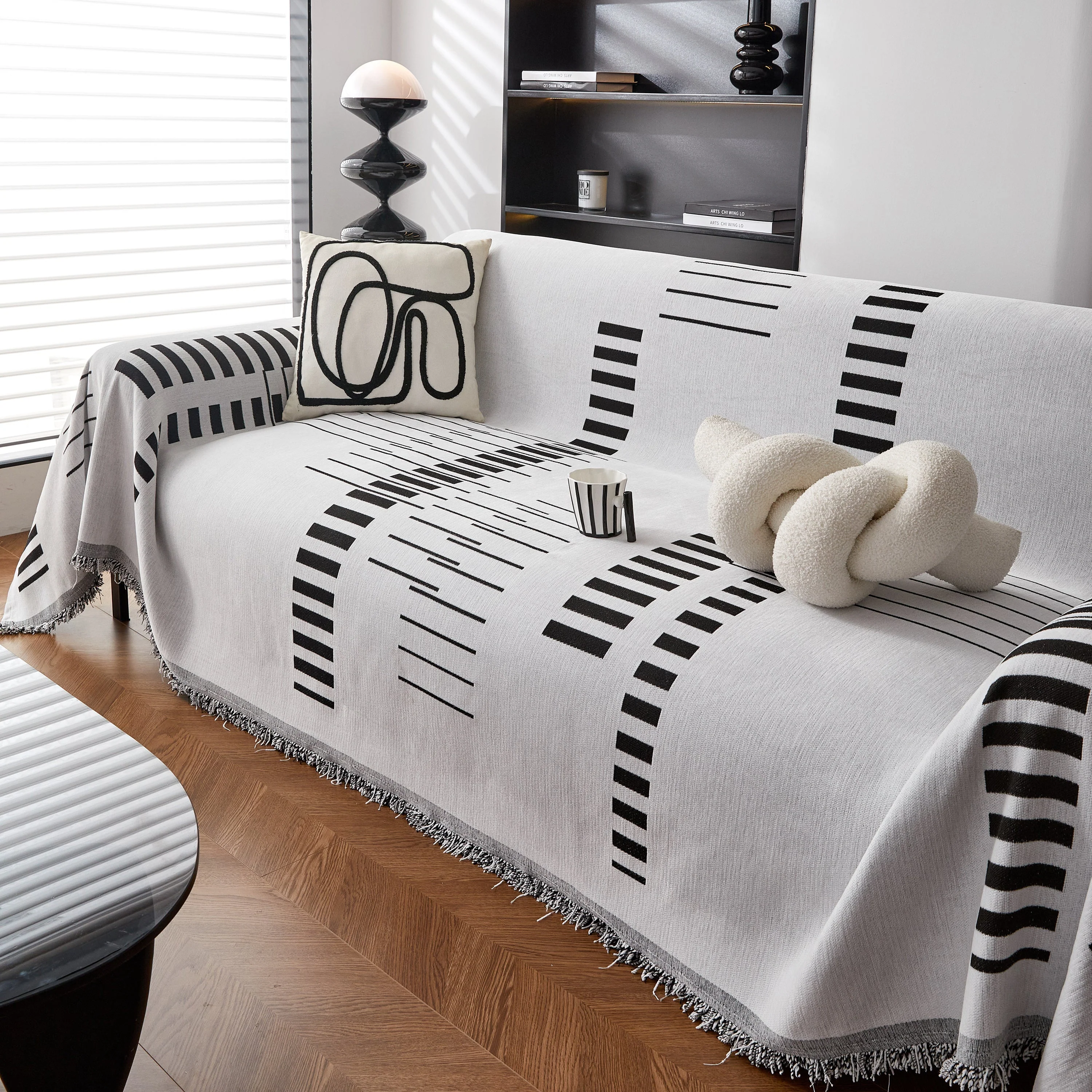 Reversible Chenille Couch Cover Blanket with Tassel Large Boho Futon Cover L Shaped Sectional Cover - Image 99