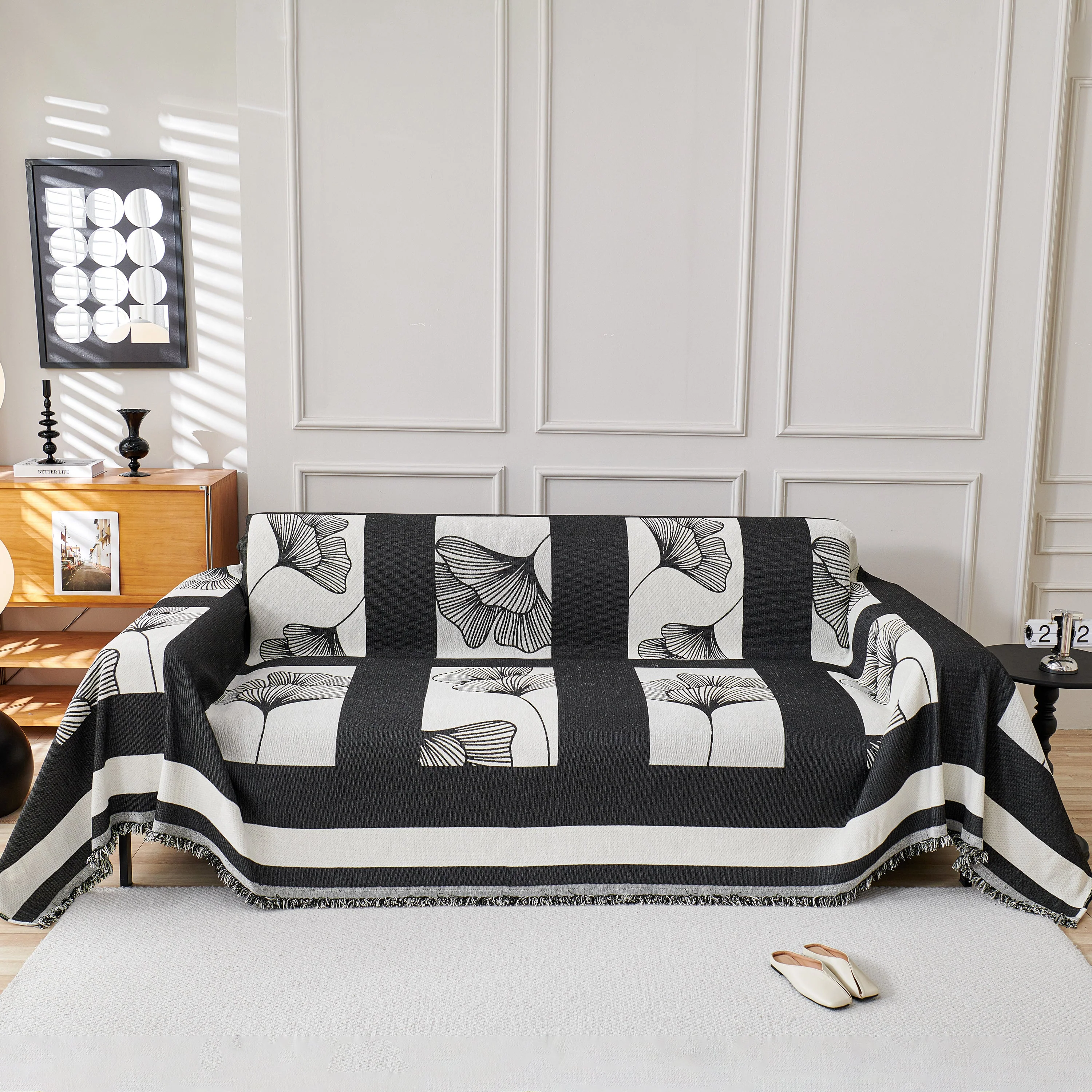 Reversible Ginkgo Leaf Furniture Slipcovers for Sofas Scratch Resistant Sectional Sofa Throw Covers - Image 104