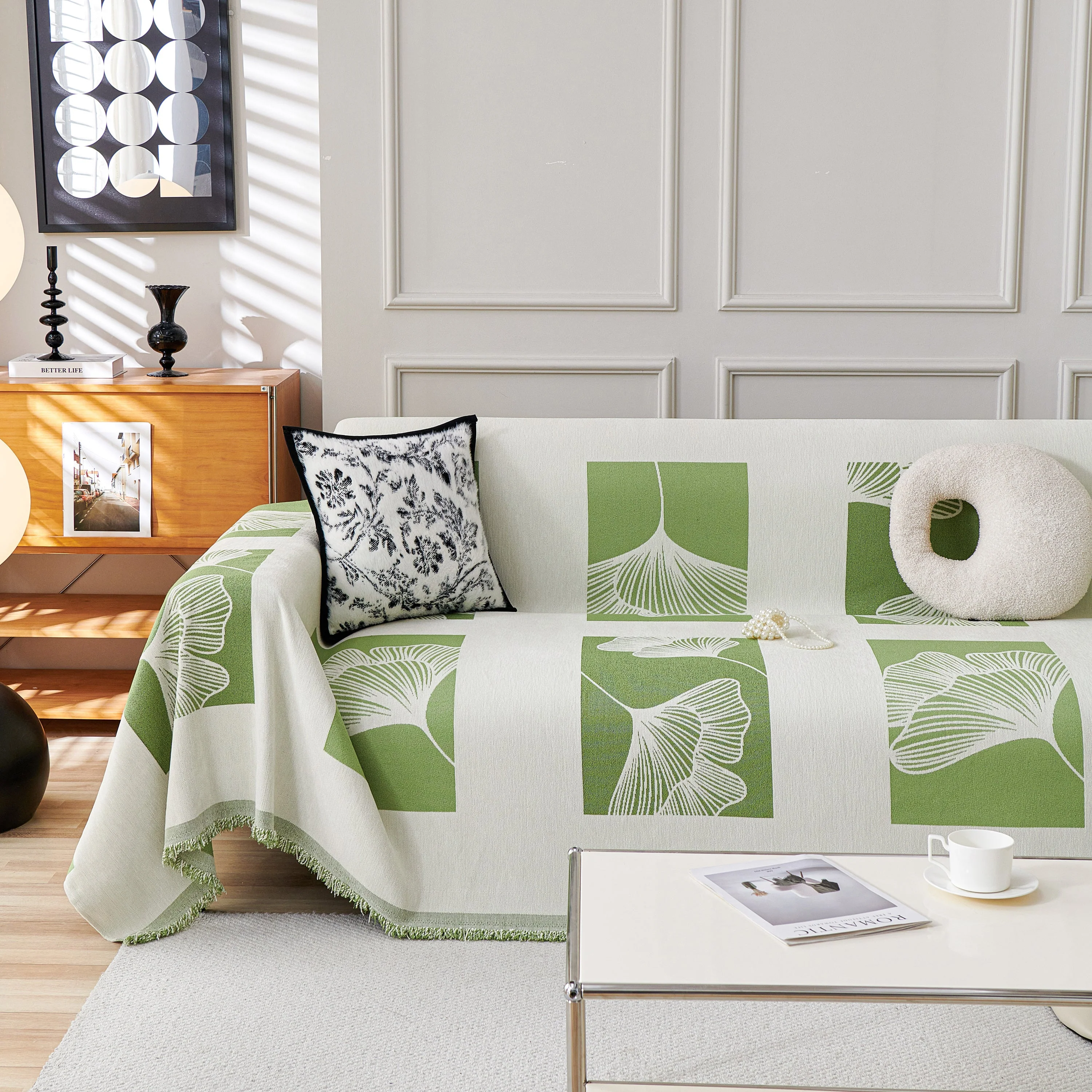 Reversible Ginkgo Leaf Furniture Slipcovers for Sofas Scratch Resistant Sectional Sofa Throw Covers - Image 11