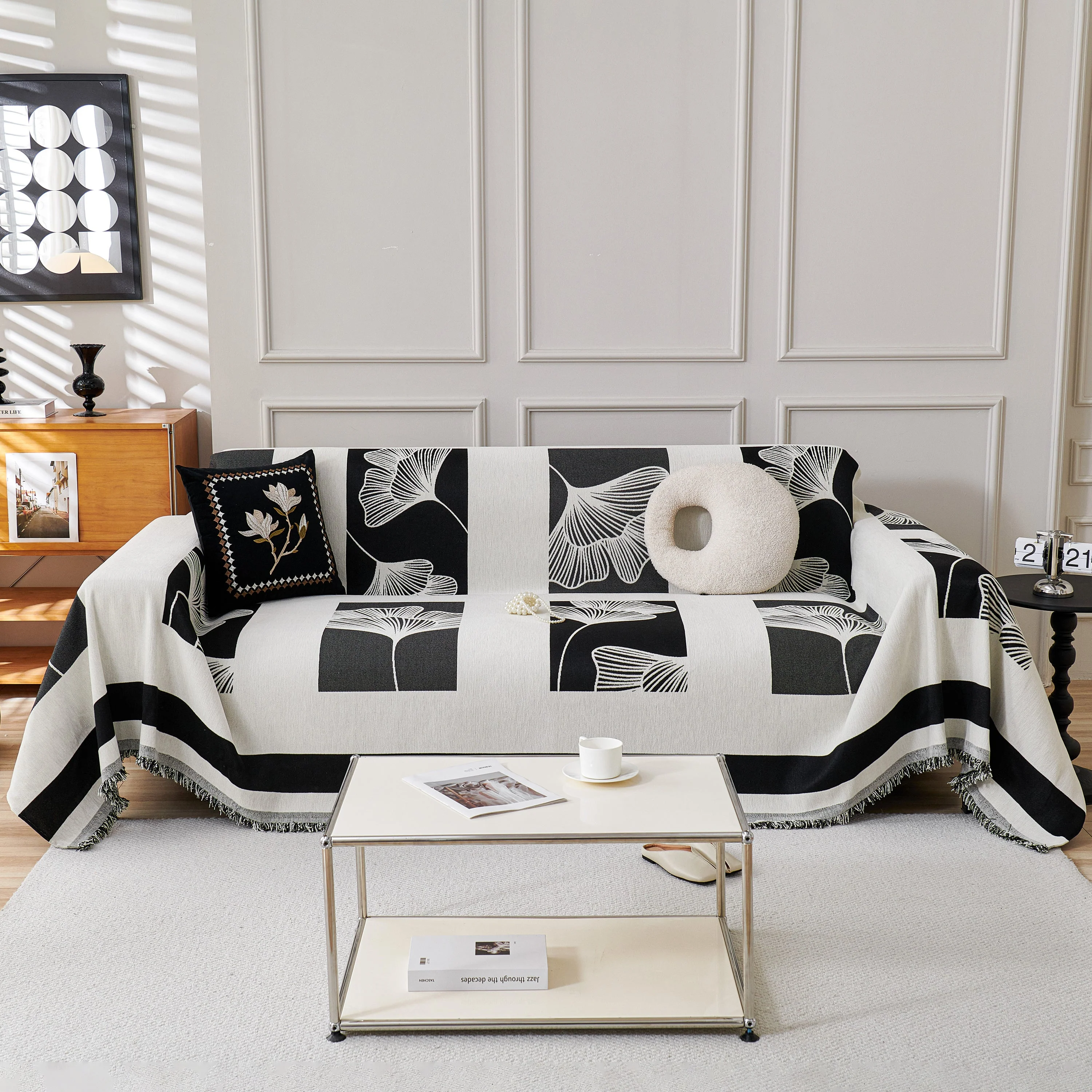 Reversible Ginkgo Leaf Furniture Slipcovers for Sofas Scratch Resistant Sectional Sofa Throw Covers - Image 116