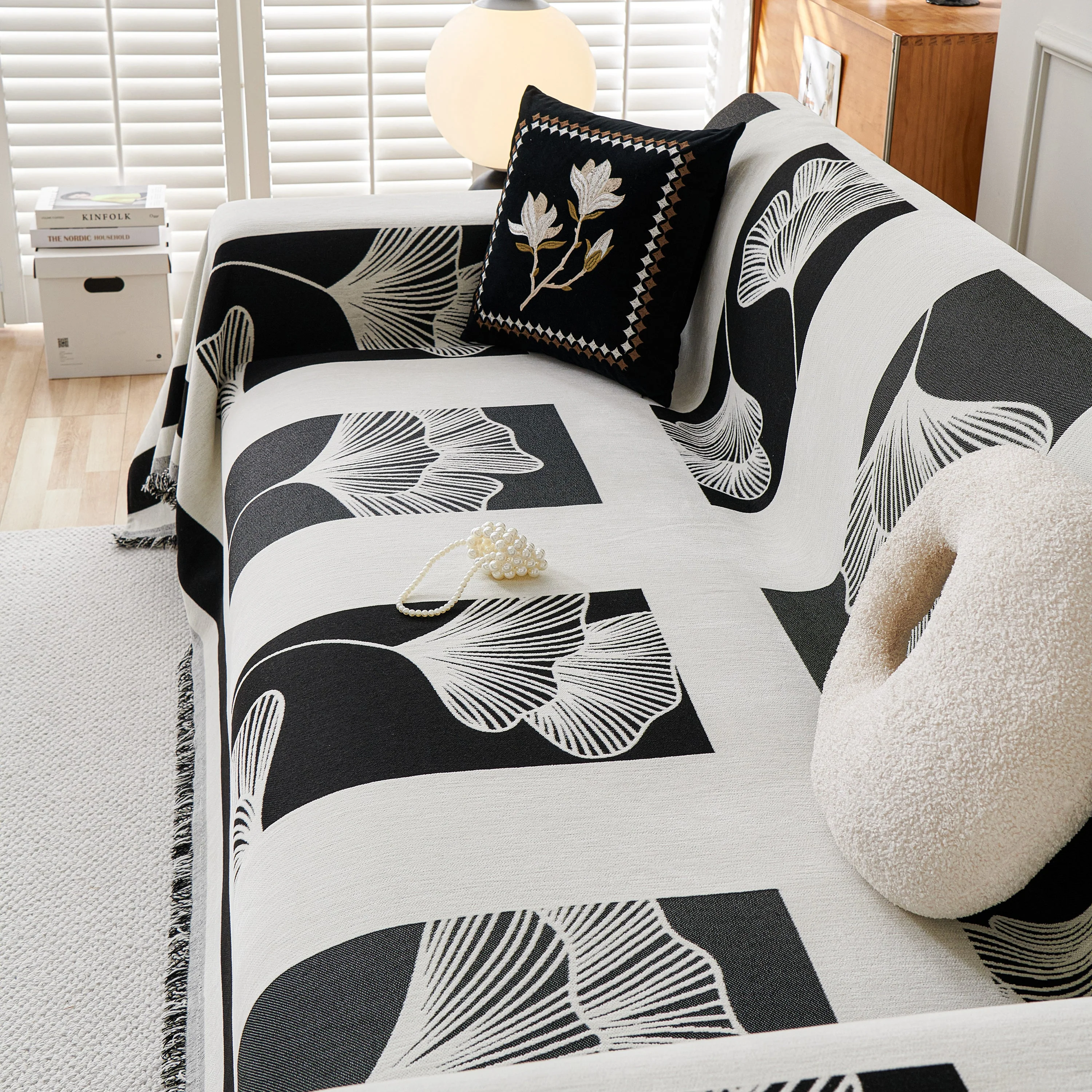 Reversible Ginkgo Leaf Furniture Slipcovers for Sofas Scratch Resistant Sectional Sofa Throw Covers - Image 119