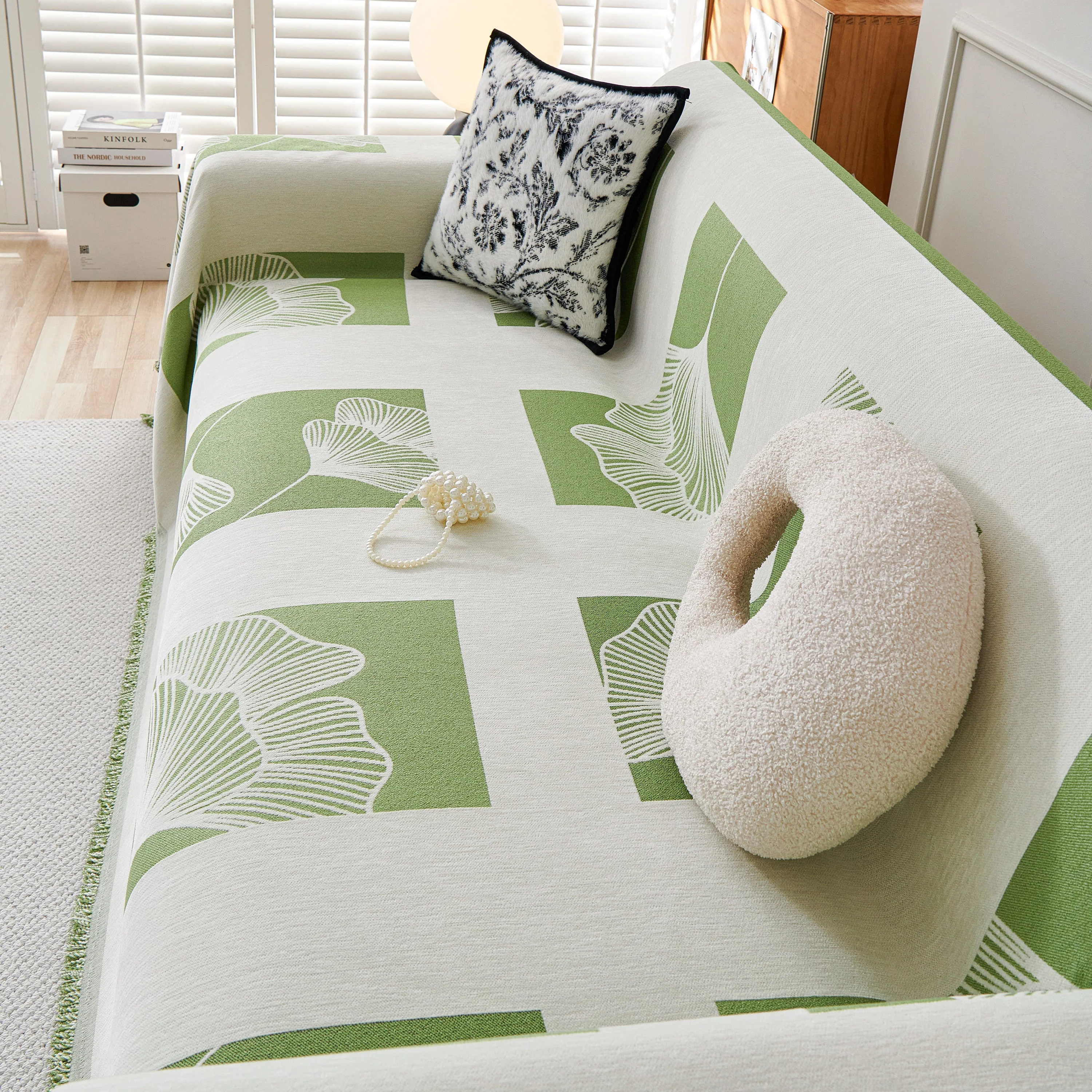 Reversible Ginkgo Leaf Furniture Slipcovers for Sofas Scratch Resistant Sectional Sofa Throw Covers - Image 12