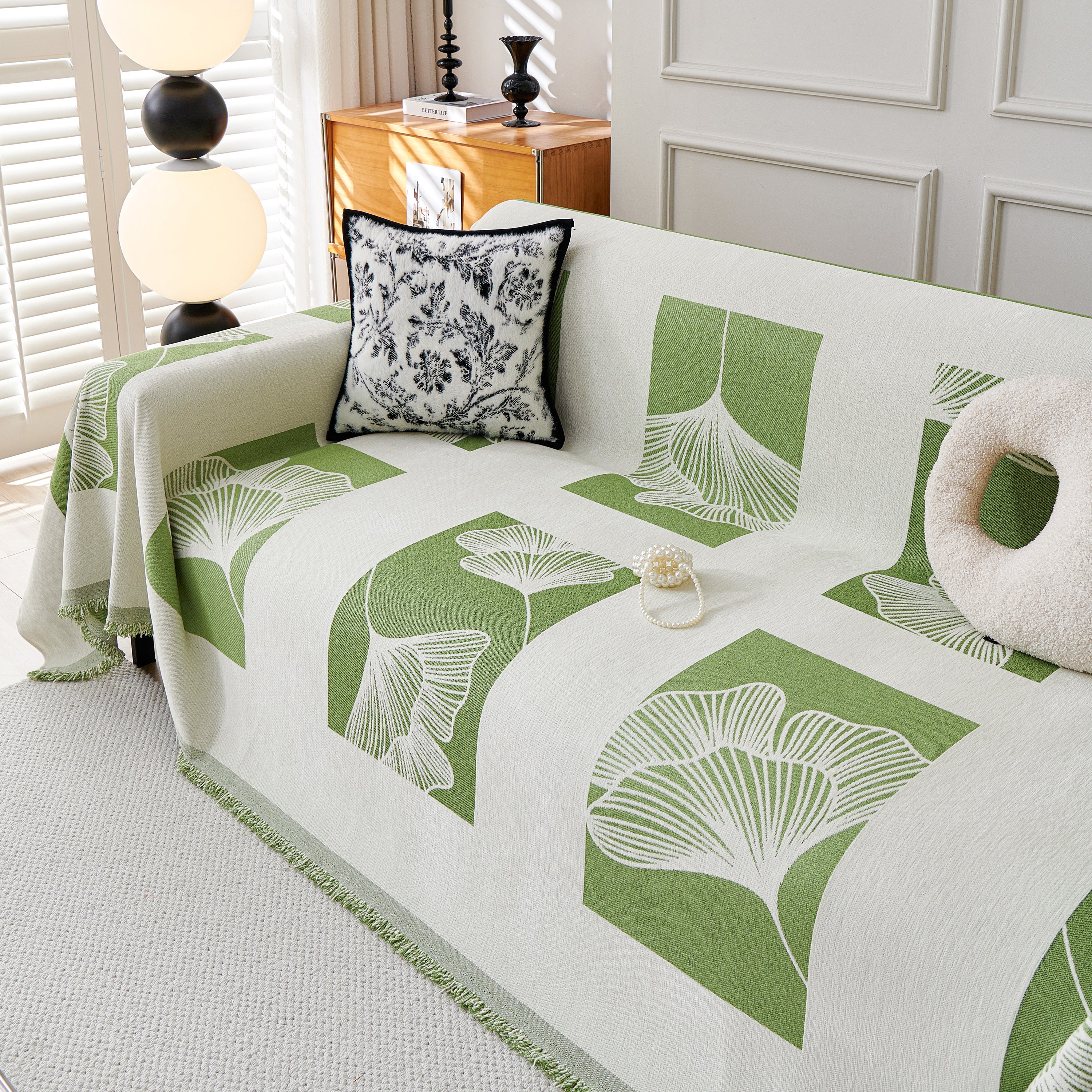 Reversible Ginkgo Leaf Furniture Slipcovers for Sofas Scratch Resistant Sectional Sofa Throw Covers - Image 14