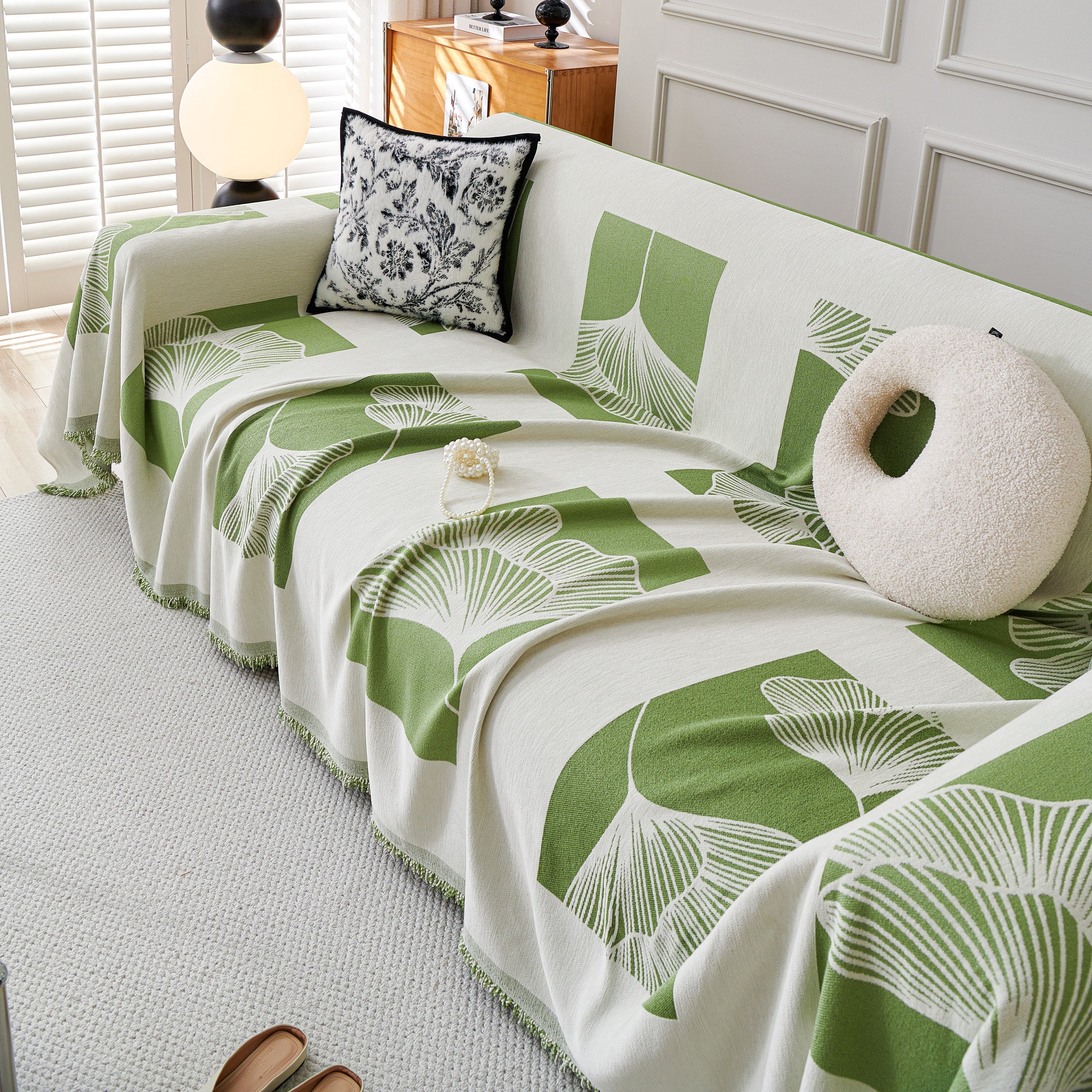 Reversible Ginkgo Leaf Furniture Slipcovers for Sofas Scratch Resistant Sectional Sofa Throw Covers - Image 15