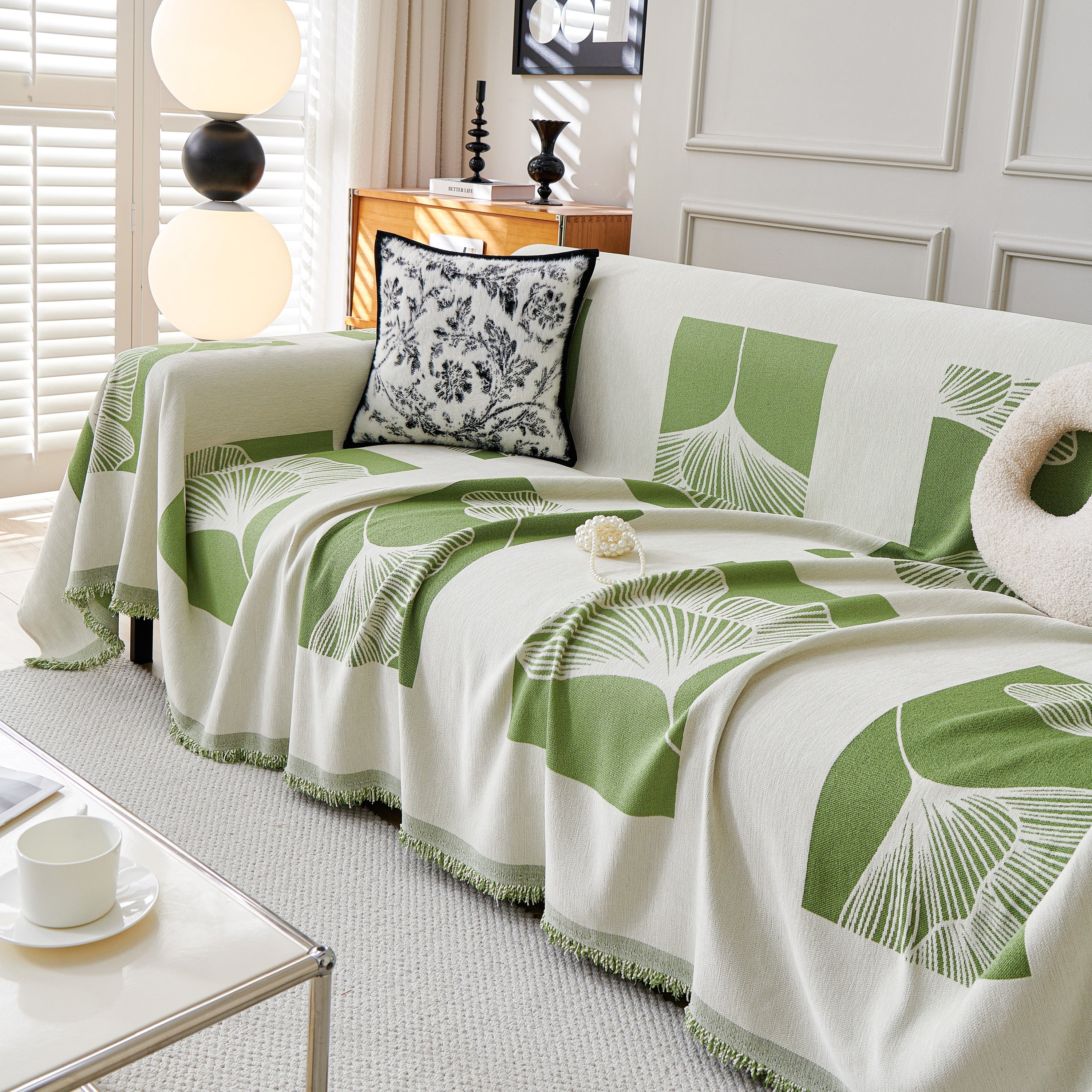 Reversible Ginkgo Leaf Furniture Slipcovers for Sofas Scratch Resistant Sectional Sofa Throw Covers - Image 16