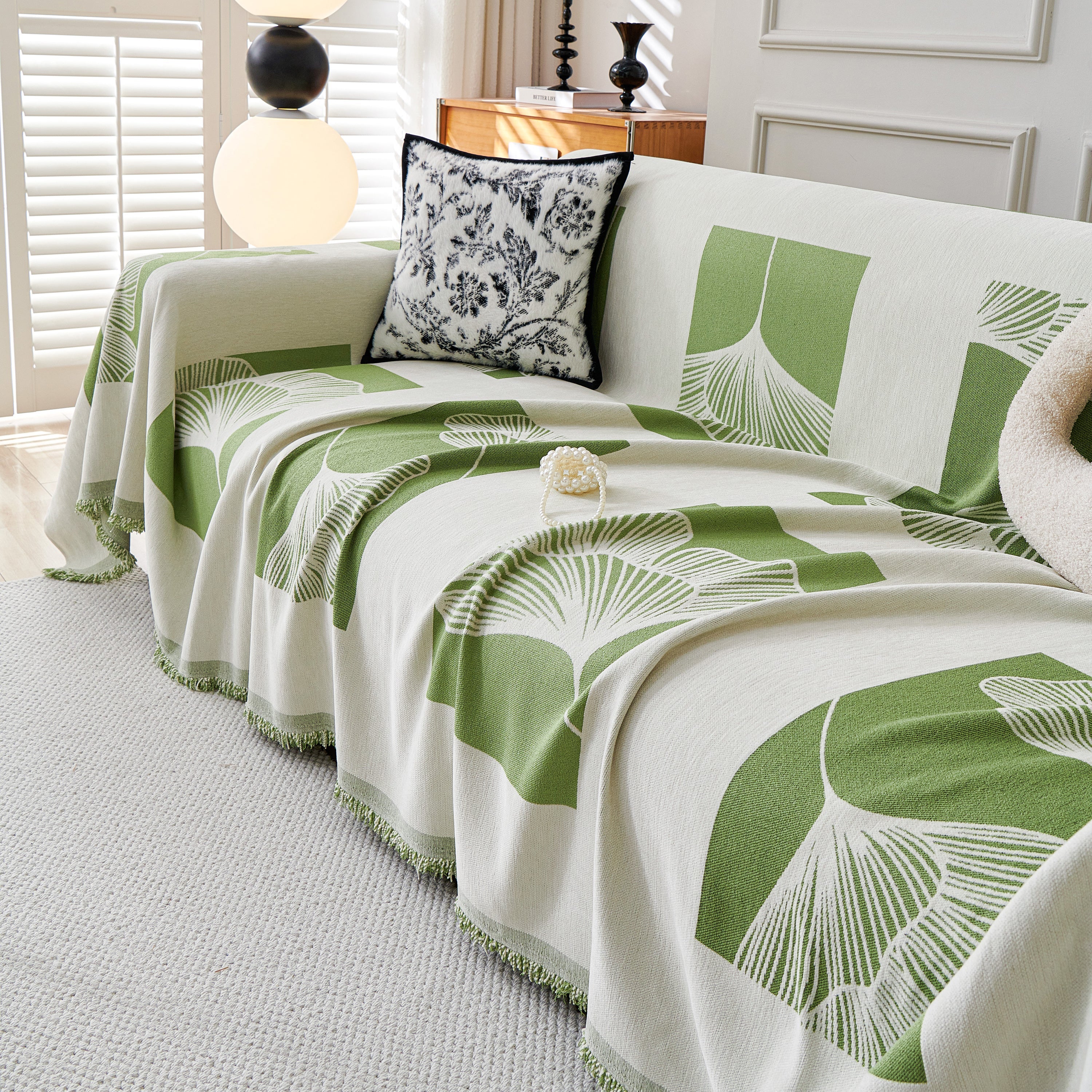 Reversible Ginkgo Leaf Furniture Slipcovers for Sofas Scratch Resistant Sectional Sofa Throw Covers - Image 17